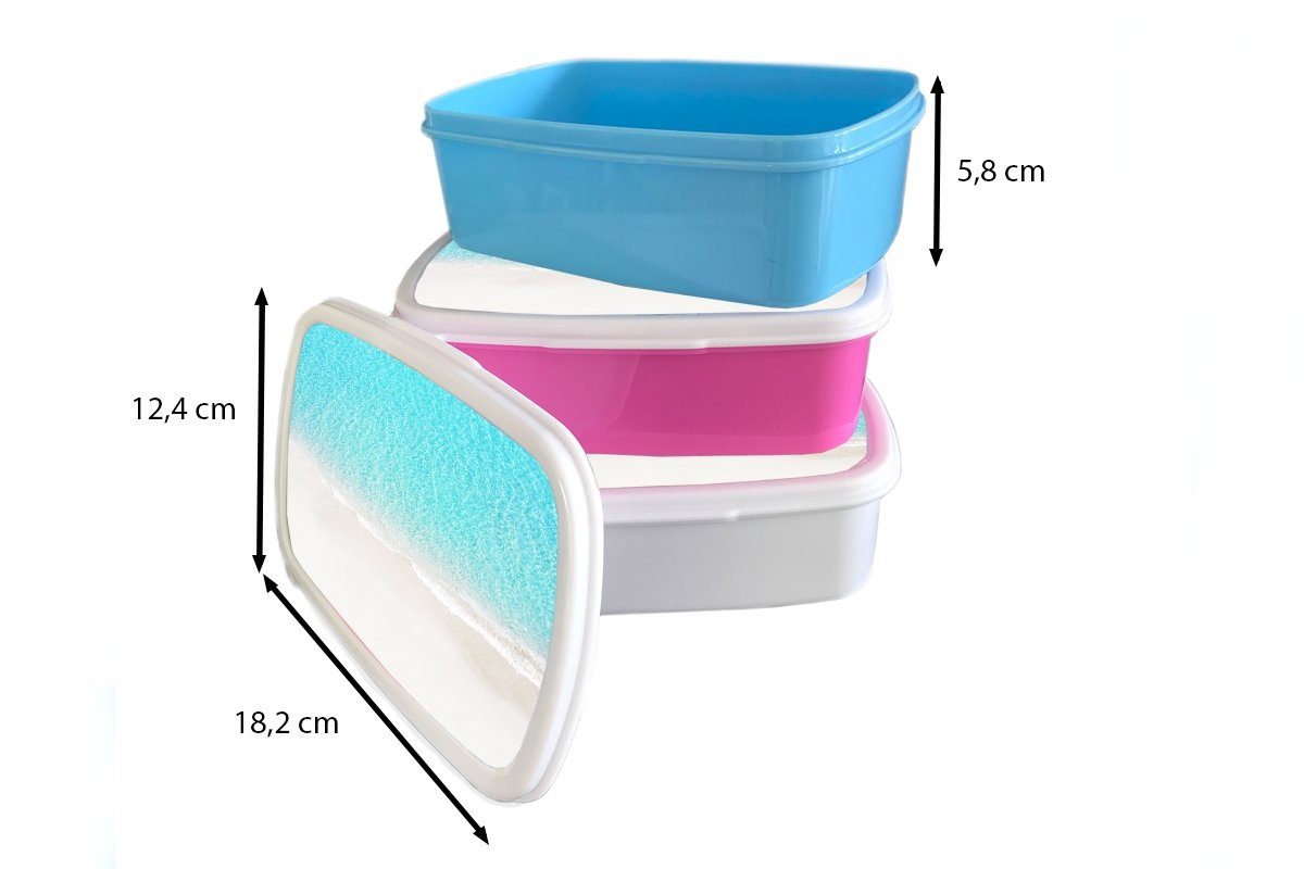 Brotdose, Jungs Strand, (2-tlg), weiß - für Kinder Wasser Mädchen MuchoWow und Lunchbox Kunststoff, Erwachsene, und für Blau - Brotbox