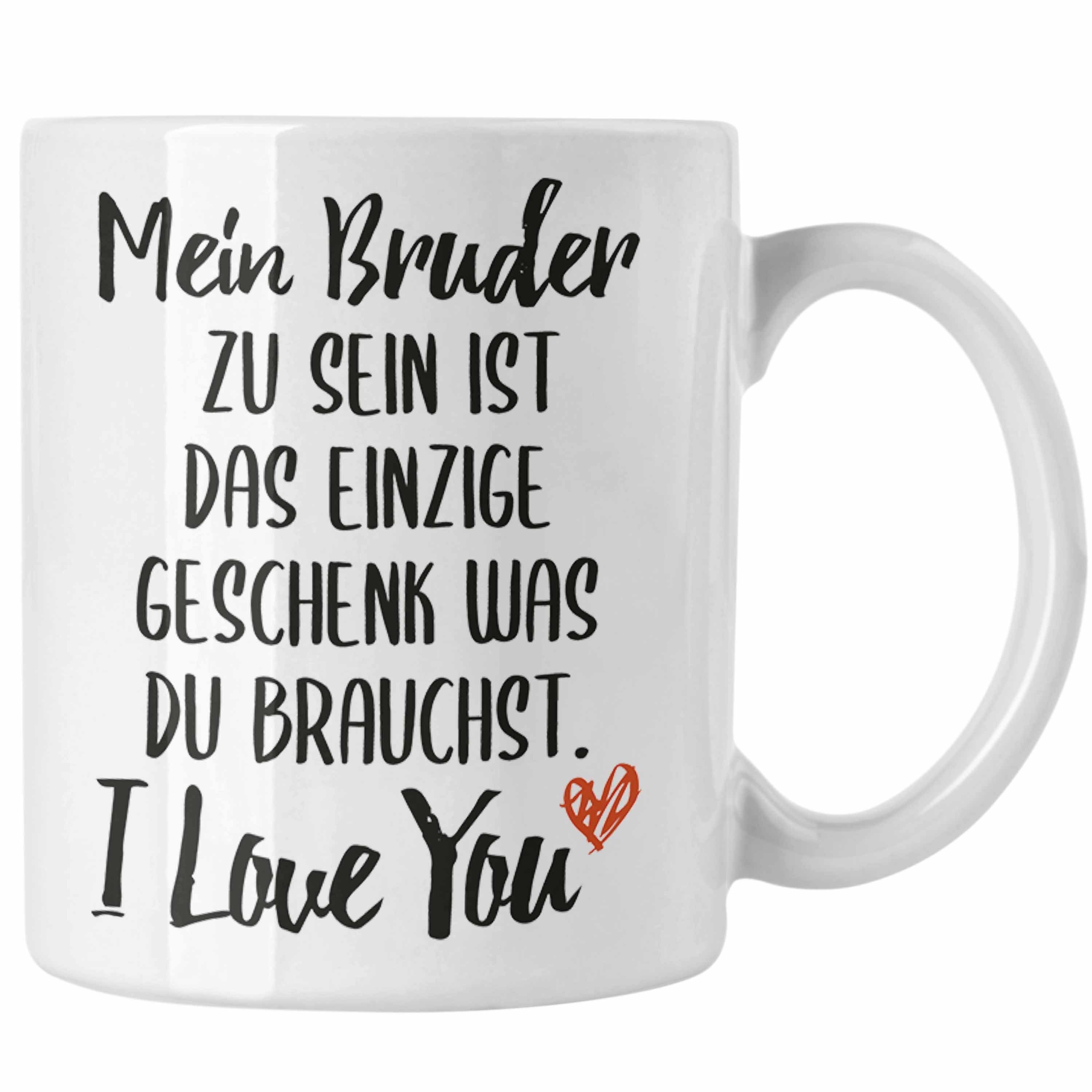 Trendation Tasse Trendation - Bruder Schwester Tasse Geschenk von Bruder Geschenkidee für Geschwister Kaffeetasse Weiss