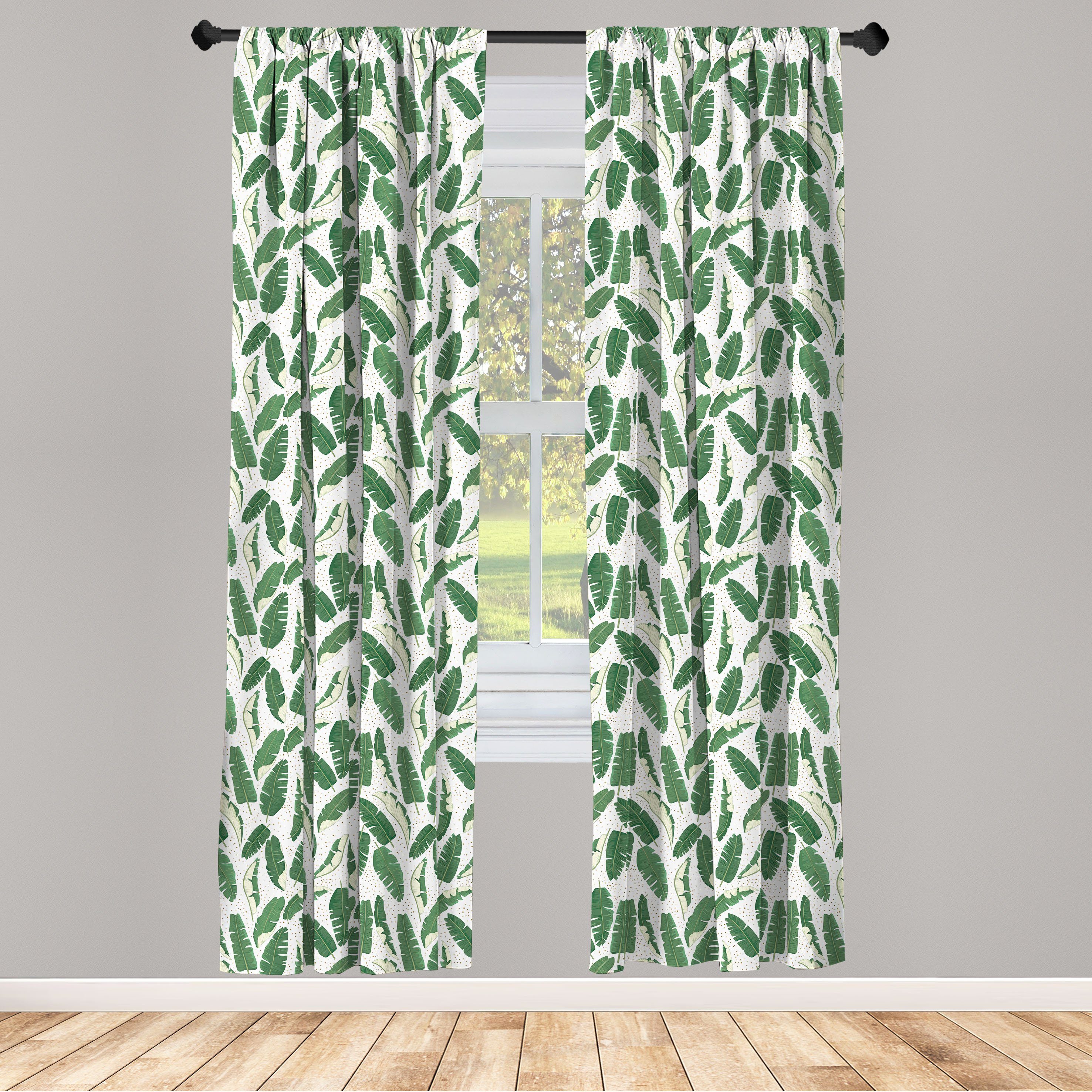 Gardine Vorhang für Wohnzimmer Schlafzimmer Dekor, Abakuhaus, Microfaser, Blumen Repetitive Banana Leaves