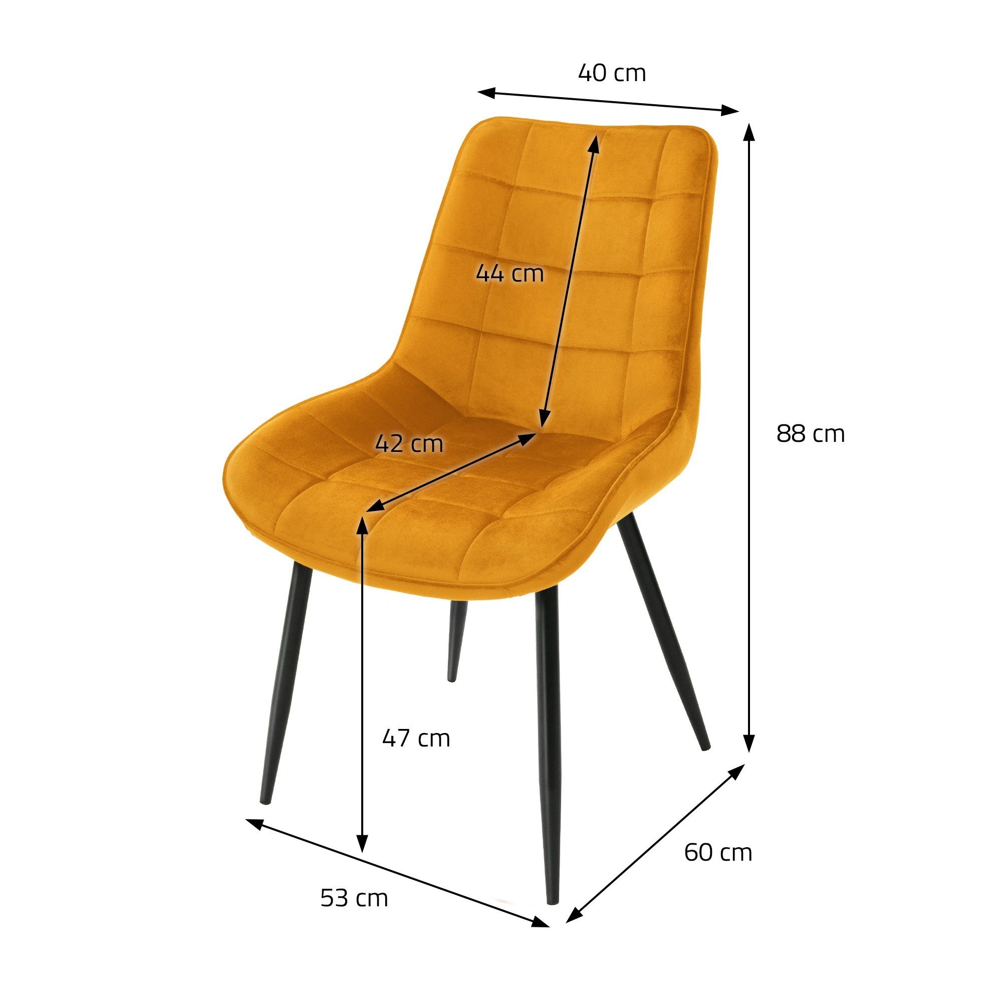 Esszimmerstühle Set mit ML-DESIGN Samtbezug Rückenlehne Ocker 2er Stuhl Set) (2er