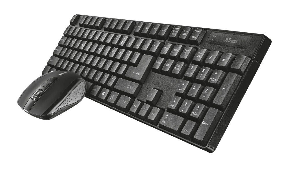 Trust TRU QOBY 4-IN-1 HOME OFFICE SE Tastatur- und Headset-Set, (Set, 4 St), HD-Webcam, Funkmaus, 1600 dpi