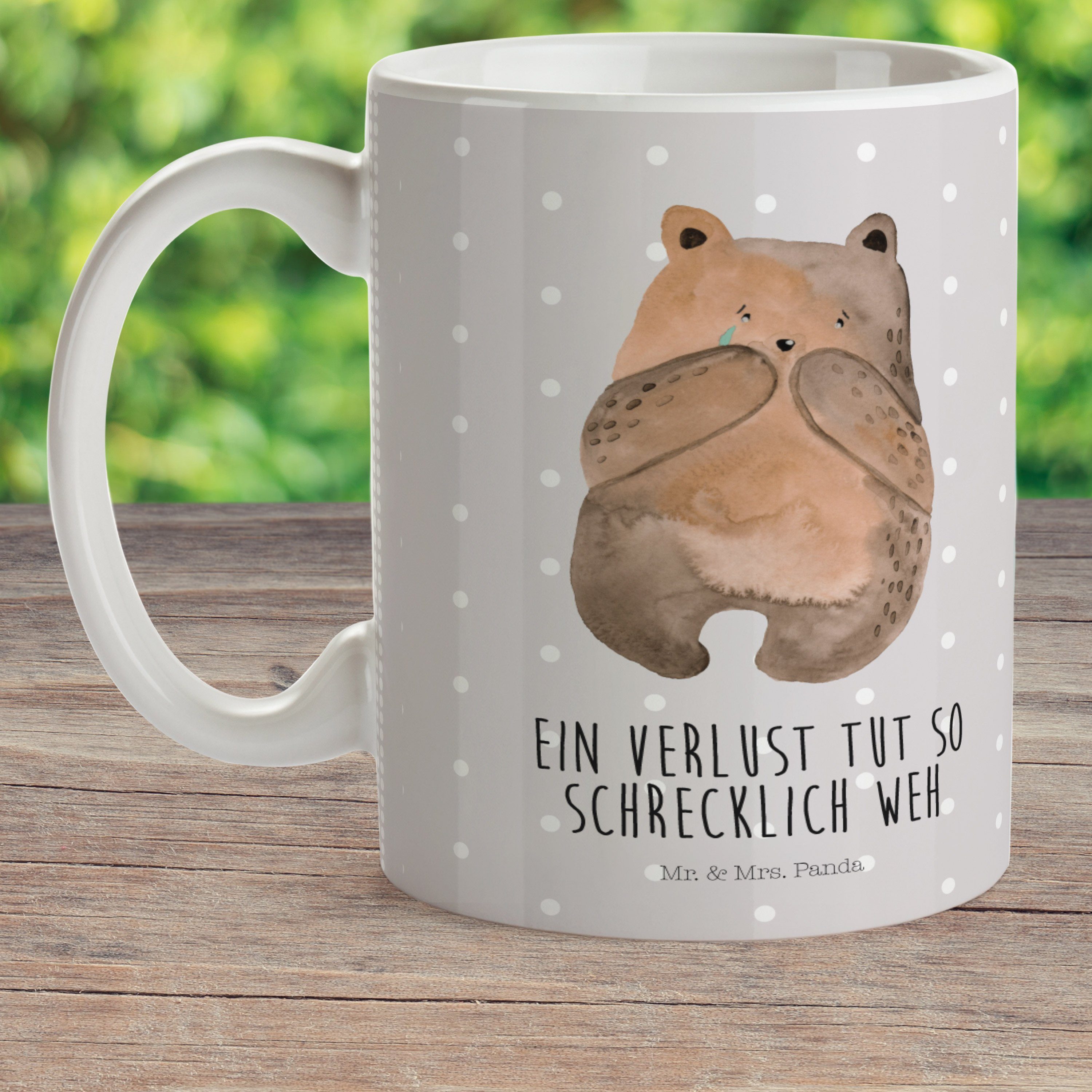 Geschenk, Mr. Verlust - Teddy, & Mrs. Bär Trau, Pastell Kinderbecher Bär Kunststoff Panda Grau - Verlust Tasse,