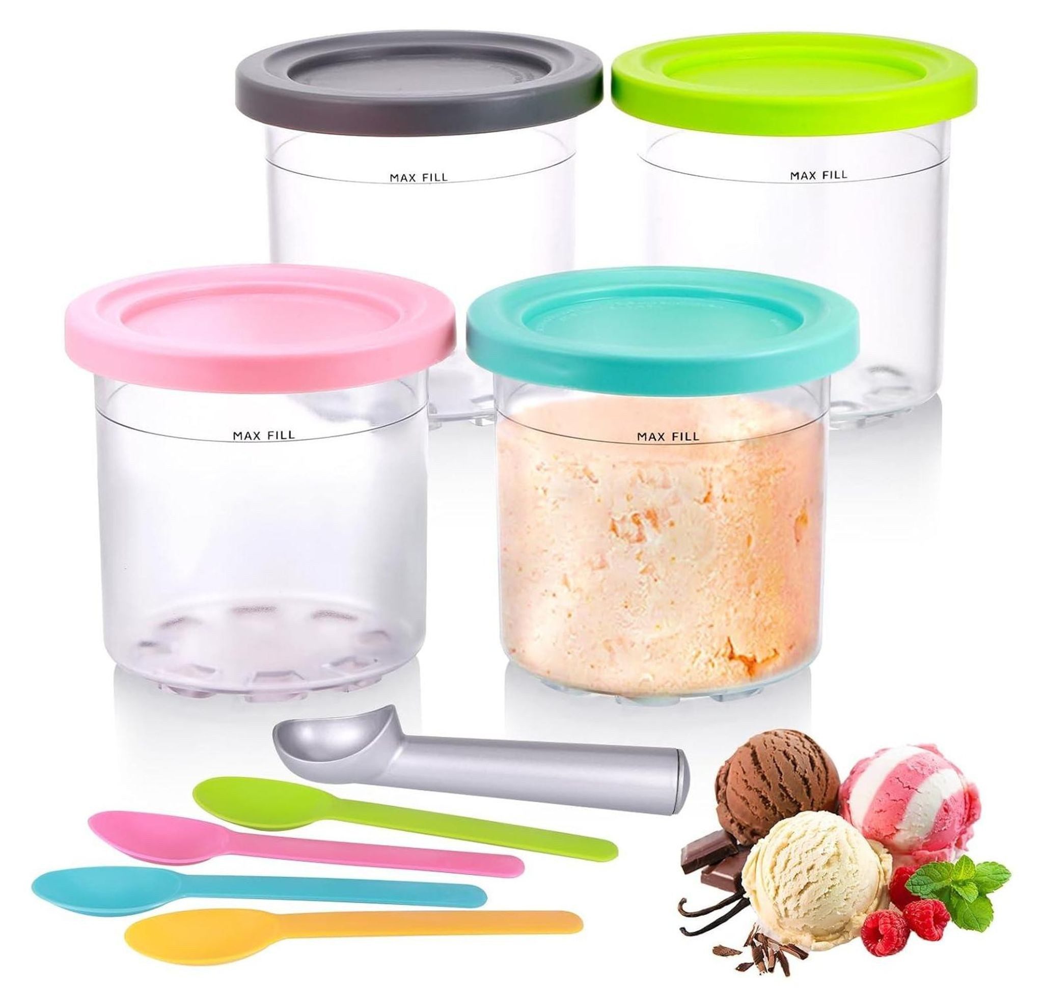 FELIXLEO Eisbereiteraufsatz 8 Ninja Creami Behälter 450ml mit Deckel NC300EU NC301EU