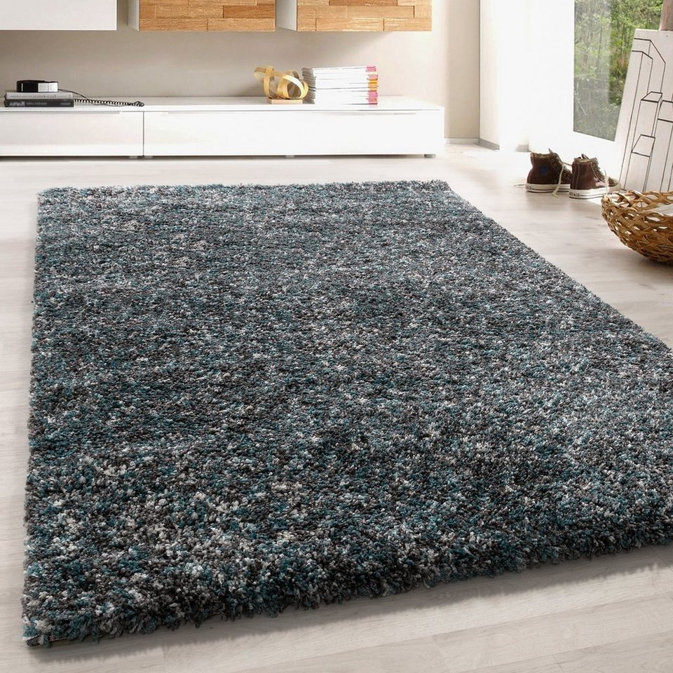 30 Design, Teppich Läufer, Wohnzimmer Design Vintage-Stil Blau Meliert Höhe: Teppich Teppich Meliert HomebyHome, Teppich mm,