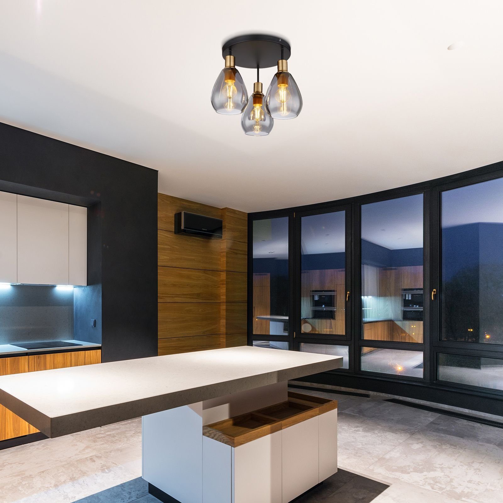 GLOBO Deckenleuchte Globo Deckenlampe Küche Deckenleuchte Schlafzimmer Wohnzimmer schwarz
