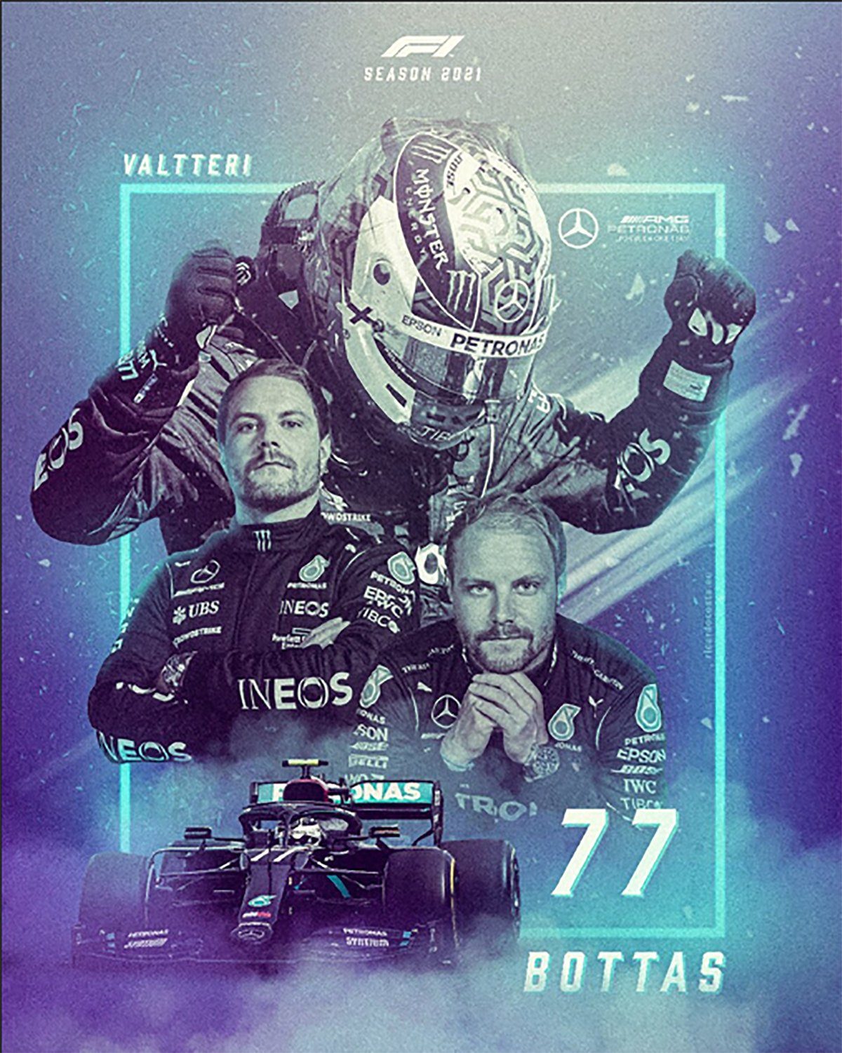 TPFLiving Kunstdruck (OHNE RAHMEN) Poster - Leinwand - Wandbild, Formel 1 - Formula 1 - Rennfahrer - Formel 1 Piloten - George Russel (Leinwand Wohnzimmer, Leinwand Bilder, Kunstdruck), Leinwand bunt - Größe 10x15cm