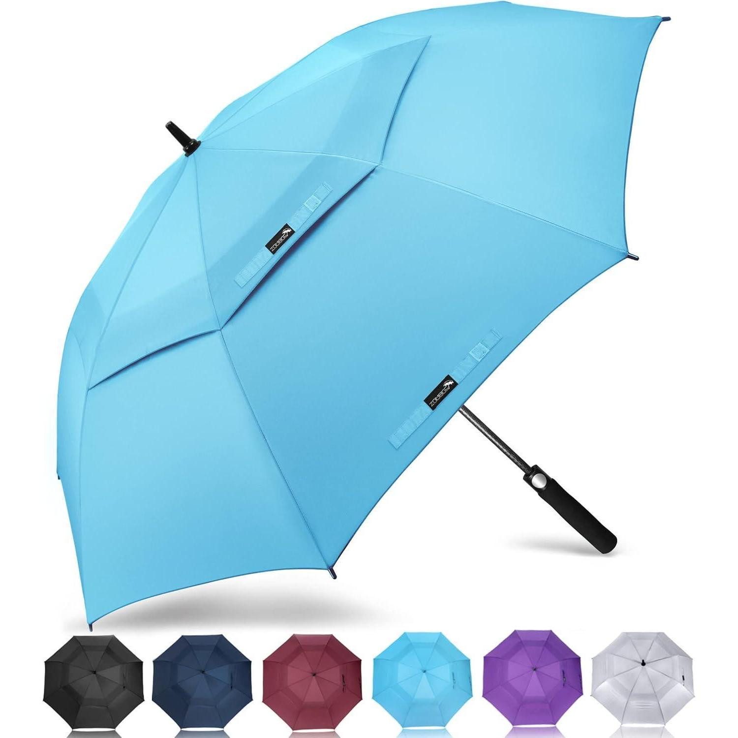 LuxusKollektion Golfregenschirm Regenschirm Groß Sturmfest XL Golf Herren Damen 2 Hellblau 172CM XXL