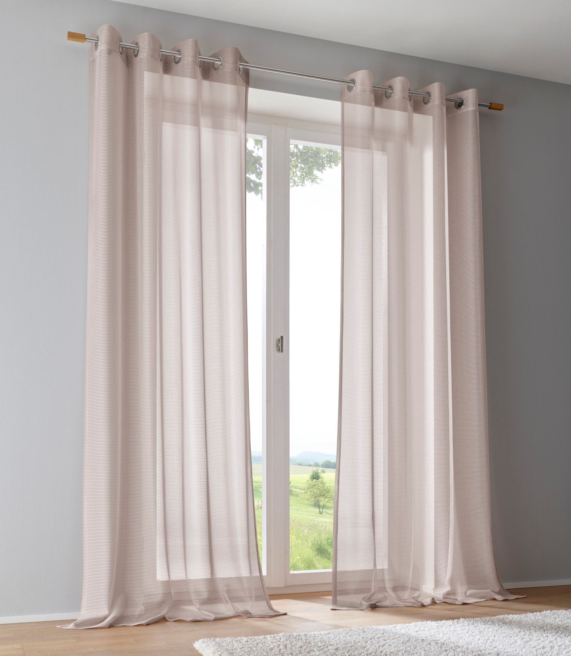 Kutti Vorhang Vinola (1 St), Ösen, halbtransparent, Wirkware, Ösengardine m günstig online kaufen