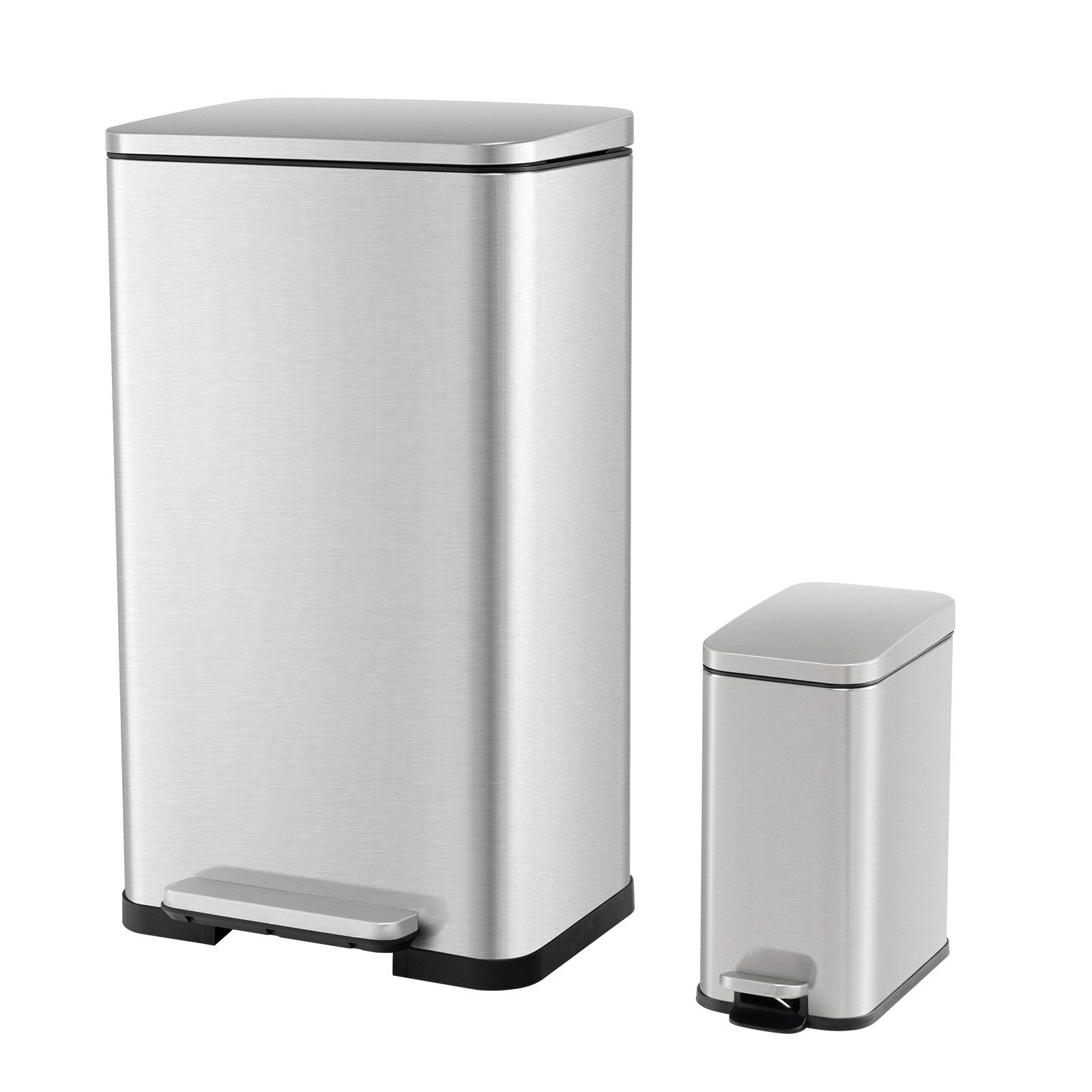 COSTWAY Mülltonnenbox, 2er Set, 40L+6L Abfalleimer mit Inneneimern & Deckel