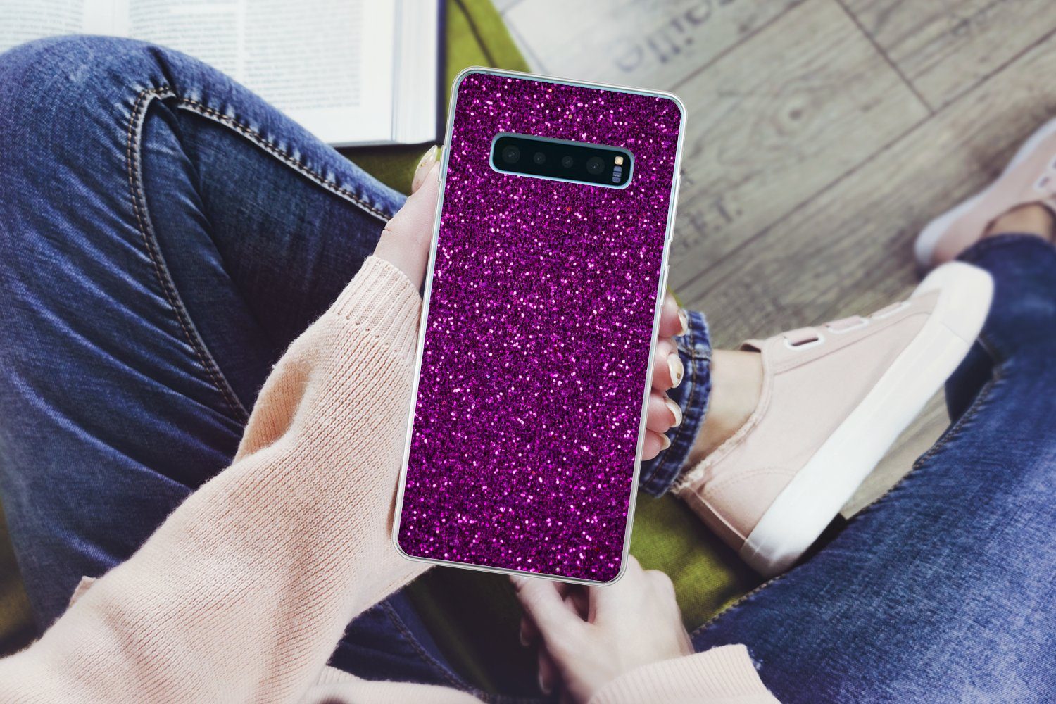 MuchoWow Handyhülle für Samsung Galaxy S10 Plus Lila - Rosa - Muster - Abstrakt, Phone Case, Silikon, Schutzhülle Dünn