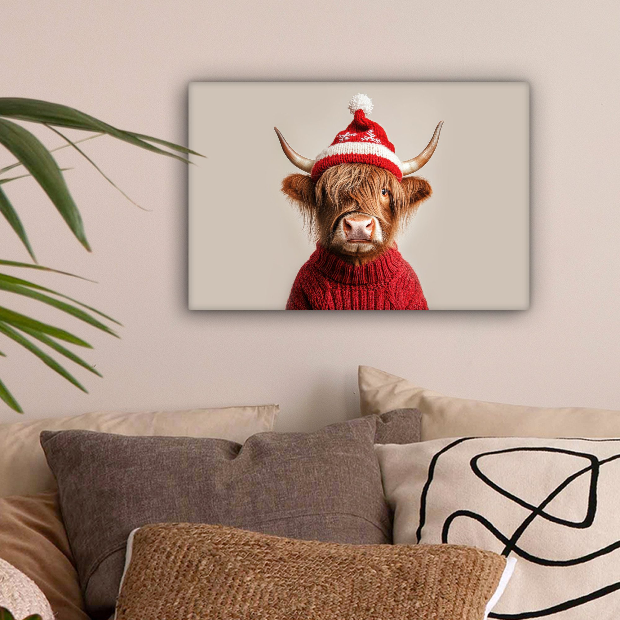 OneMillionCanvasses® Leinwandbild Schottischer Highlander - Weihnachten - M günstig online kaufen