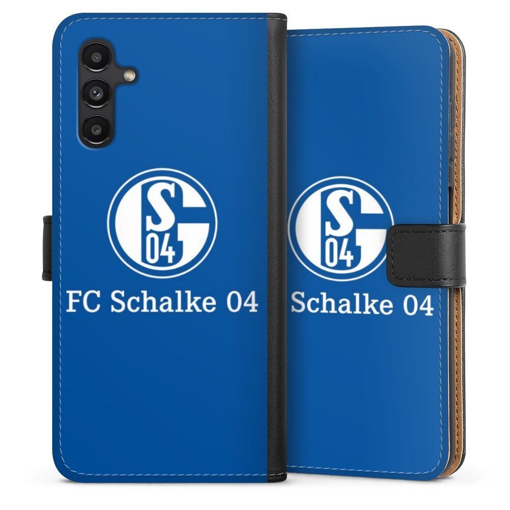 DeinDesign Handyhülle FC Schalke 04 Logo Offizielles Lizenzprodukt FC Schalke 04 Blau, Samsung Galaxy A04s Hülle Flip Case Klapphülle Handytasche Leder