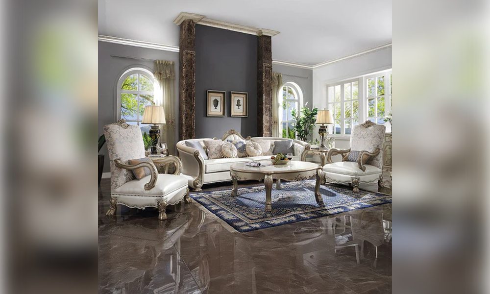 Xlmoebel Big-Sofa Barocke Ledercouch mit kunstvollen Holzschnitzereien, 1 Teile, Hergestellt in Europa