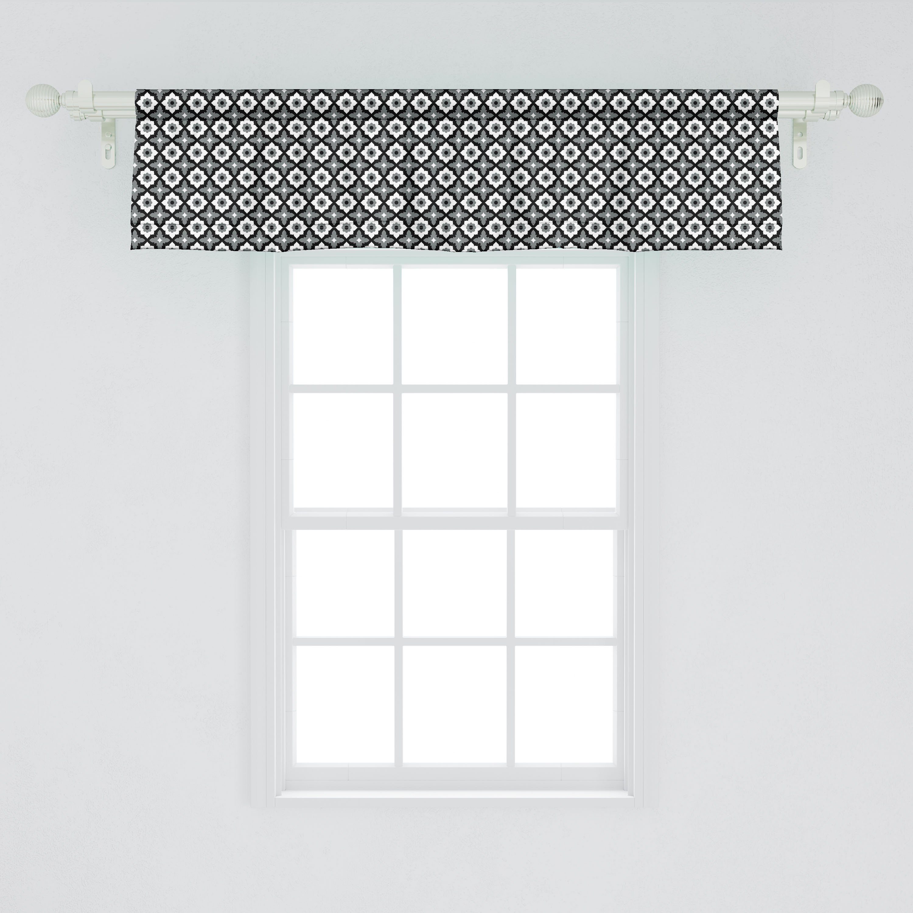 mit Microfaser, Blumenmotiv Küche für Dekor Quatrefoil Klassisches Scheibengardine Stangentasche, Vorhang Volant Schlafzimmer Abakuhaus,