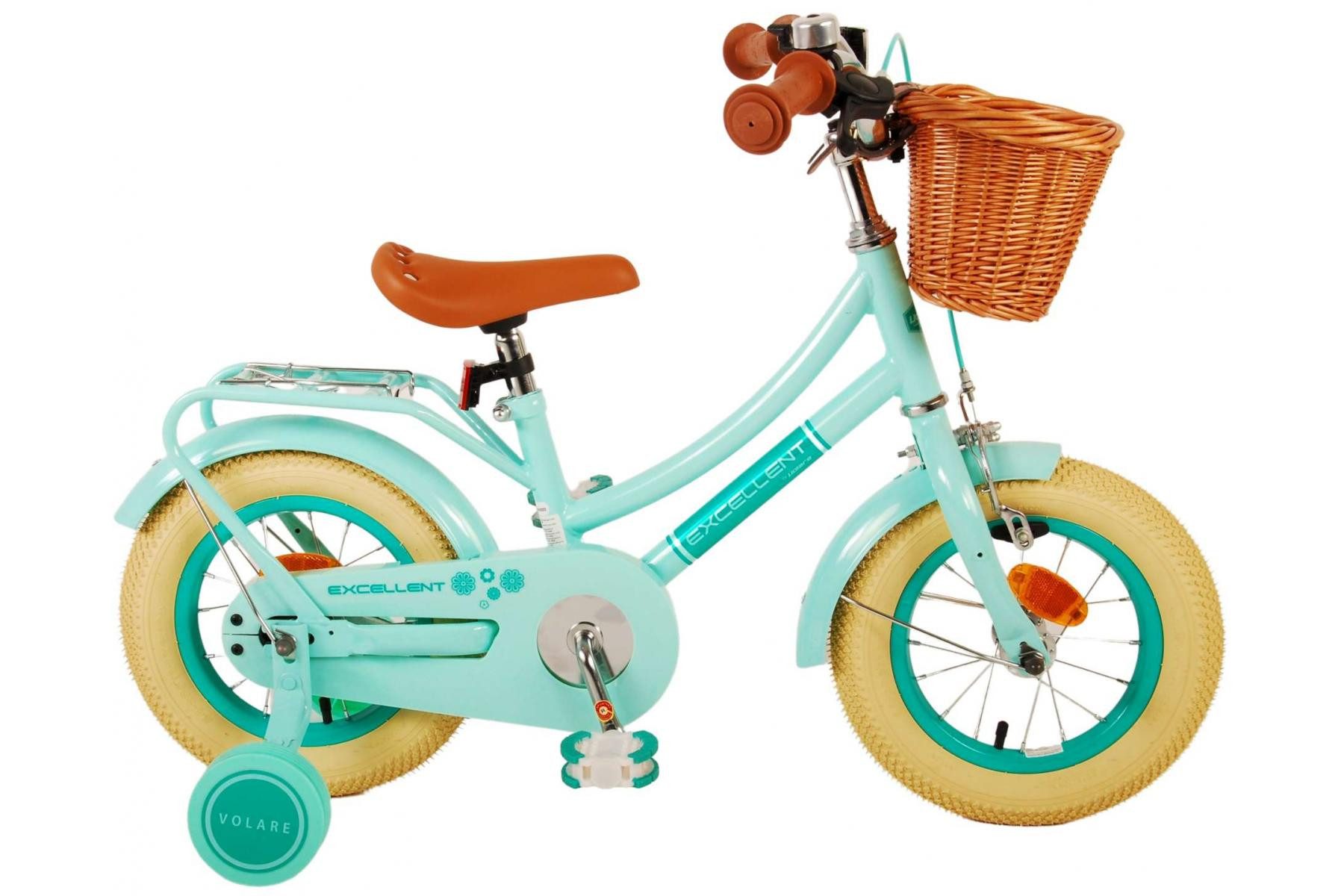 Volare Kinderfahrrad Volare Excellent - Mädchen - 12 Zoll - Grün, 12 Zoll, geeignet für Kinder von 3 bis 4,5 Jahren