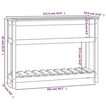 vidaXL Blumentopf Pflanzkübel mit Ablage Grau 111,5x34,5x81 cm Massivholz Kiefer (1 St)