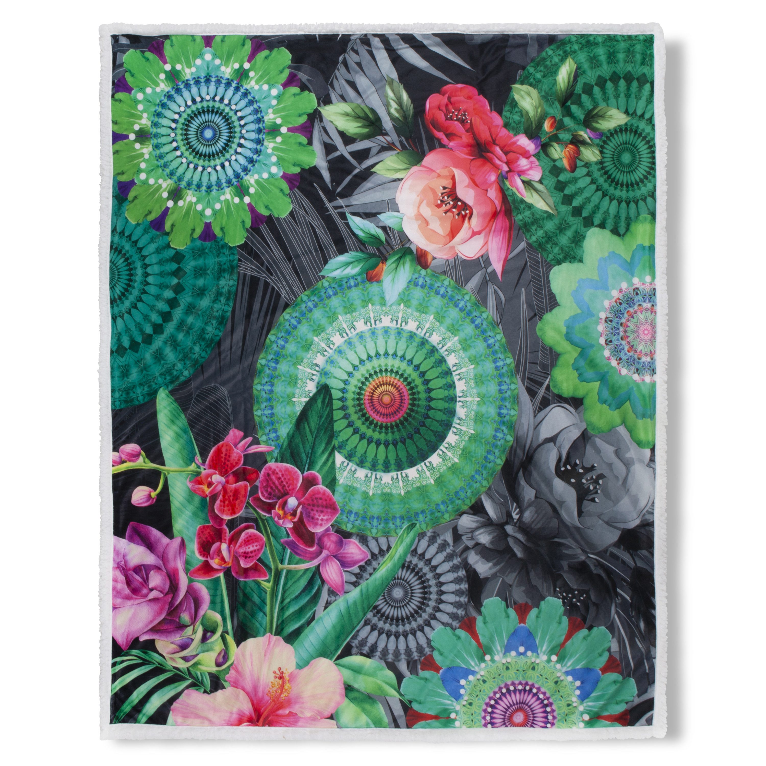 hip Tagesdecke Polyvelvet Kuscheldecke 130 X 160 cm Thirze bunt mandalas and flowers, Tagesdecke Kuscheldecke Schmusedecke