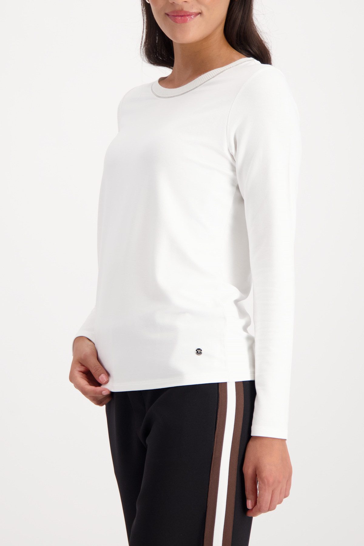 Monari Langarmshirt Shirt Basic Schmuck Kette Regular fit mit Rundhalsaussc günstig online kaufen