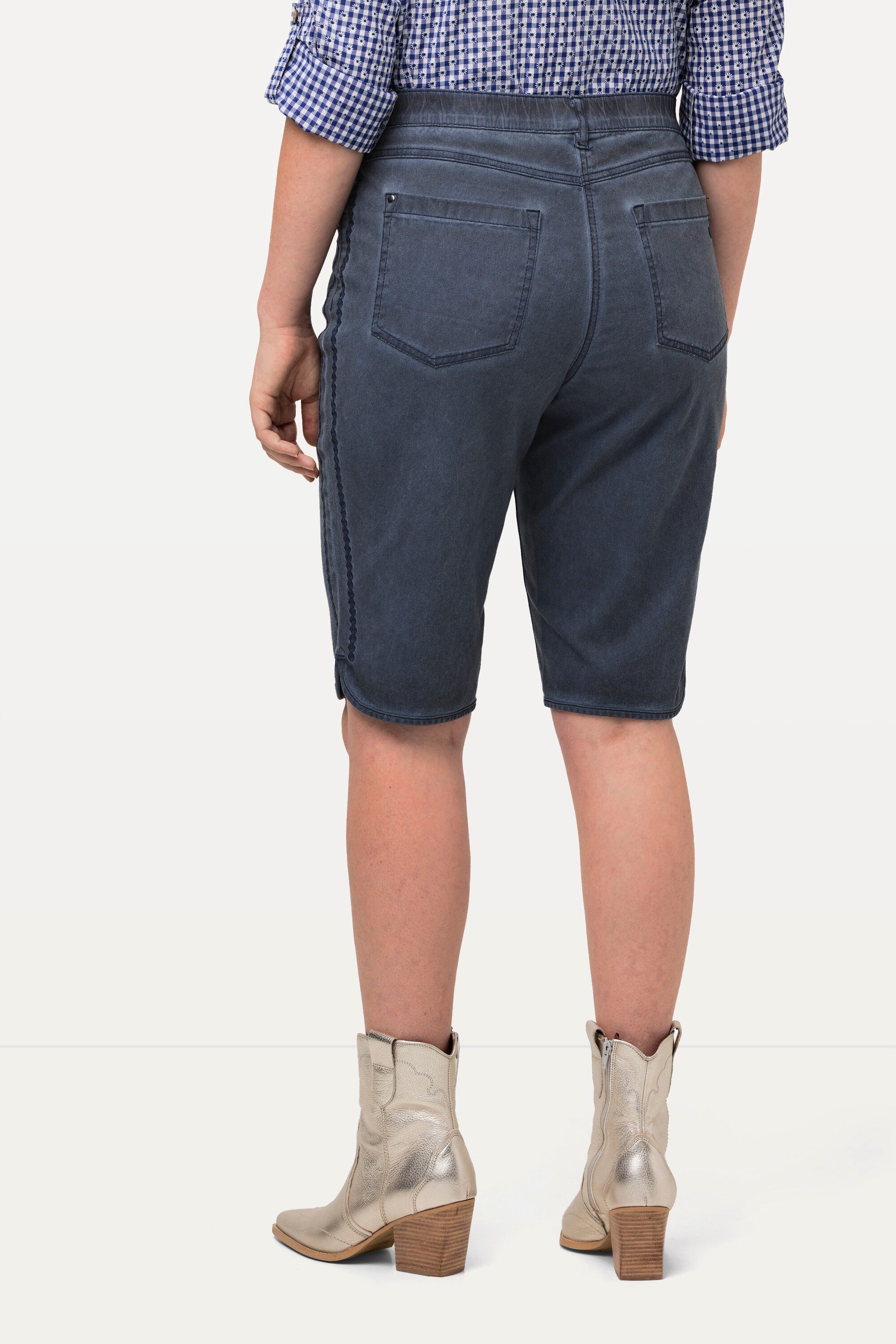 Ulla Popken Bermudas Trachten-Jeansbermuda Mandy Used-Look Stickerei