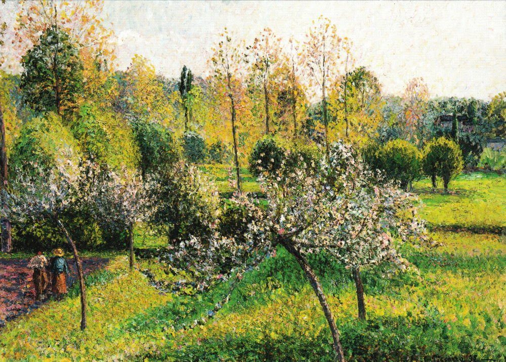 Postkarte Kunstkarte Camille Pissarro "Blühende Apfelbäume, Eragny"
