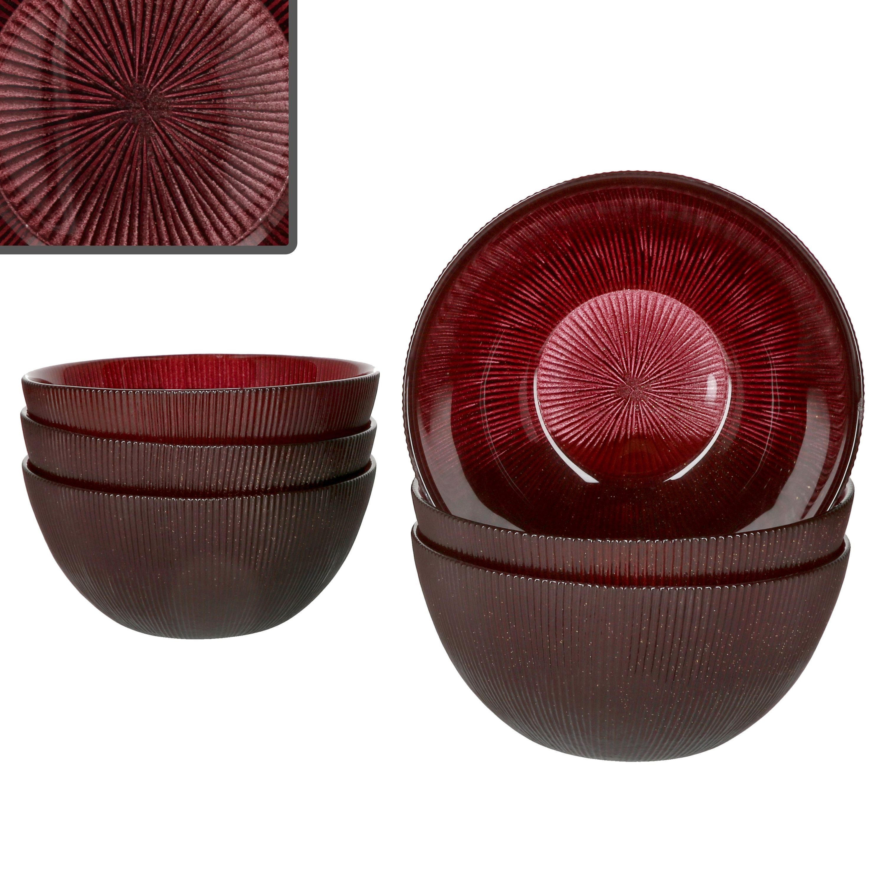 MamboCat Müslischale 6x Suez Müslischale 420ml Glas Rot Glitzer Bowl Dessert Weihnachten, Glas, Weihnachtsgeschirr, Weihnachten, Weihnachtsset, Geschirr