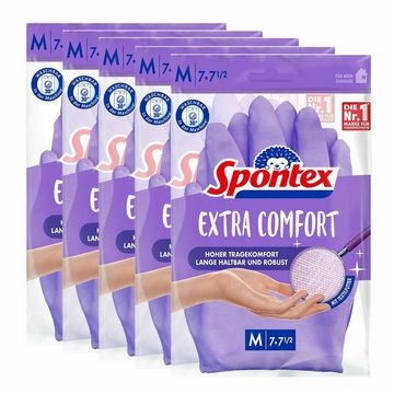SPONTEX Latexhandschuhe Haushaltshandschuhe Extra Comfort 5 Paar, Handschuhe waschbar (Spar-Set)