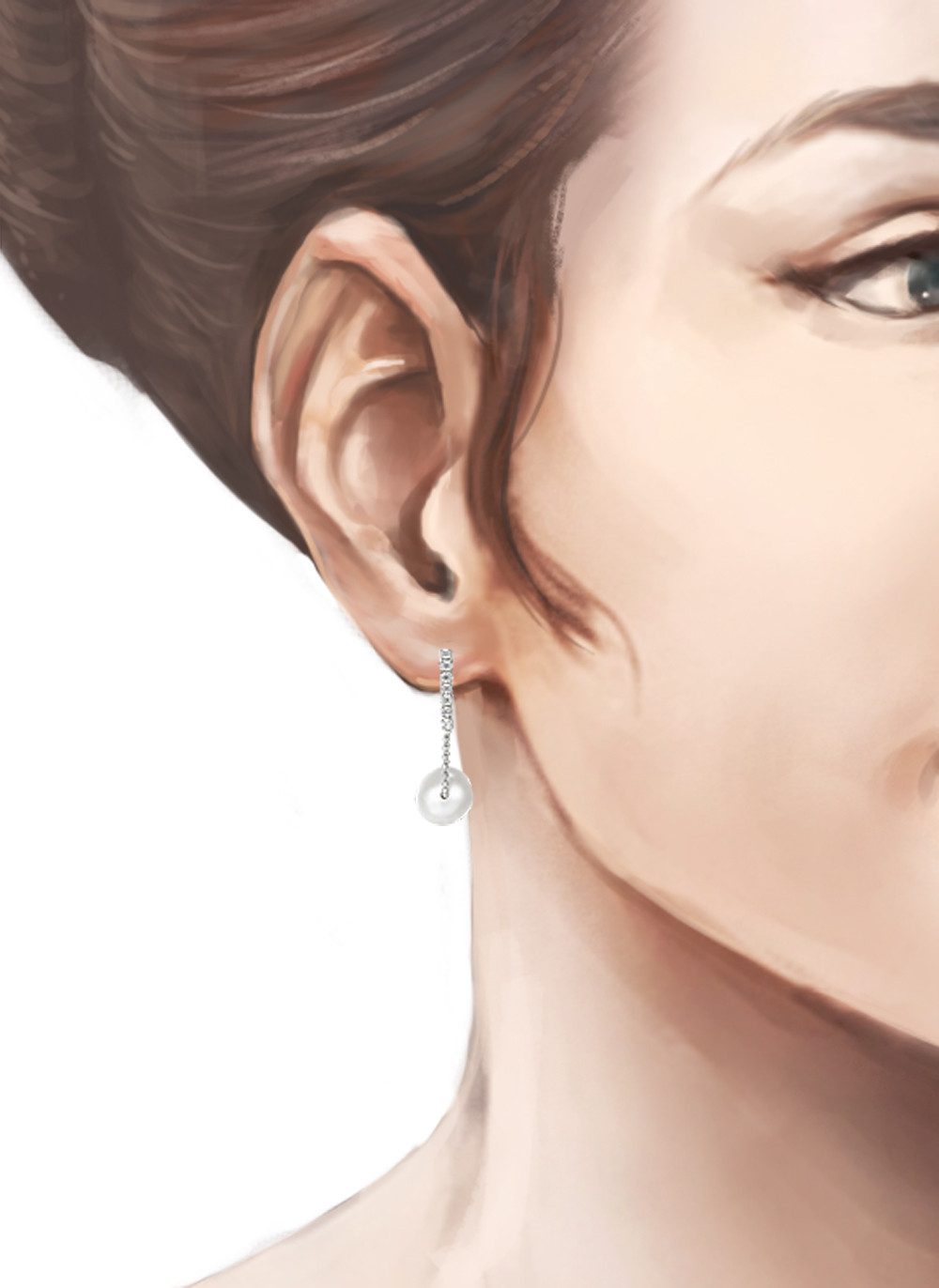 Schöner-SD Perlenohrringe Ohrringe feine Kette mit Süßwasserperle hängend 925 Silber, Steckverschluss