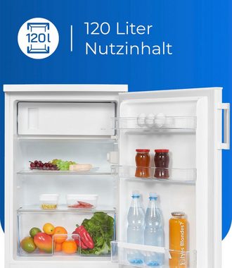 exquisit Kühlschrank KS16-4-H-010D weiss, 85 cm hoch, 56 cm breit, Energieeffizienzklasse D, 120 Liter Nutzinhalt, 4 Sterne Gefrieren