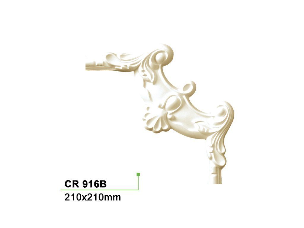 Ergänzung Segment CR916B, aus hart PU Flachleiste, - weiß Spiegelrahmen Wand- & und CR916B Grand / als Stuckleiste stoßfest, Deckenumrandung 210x9mm - Decor zur