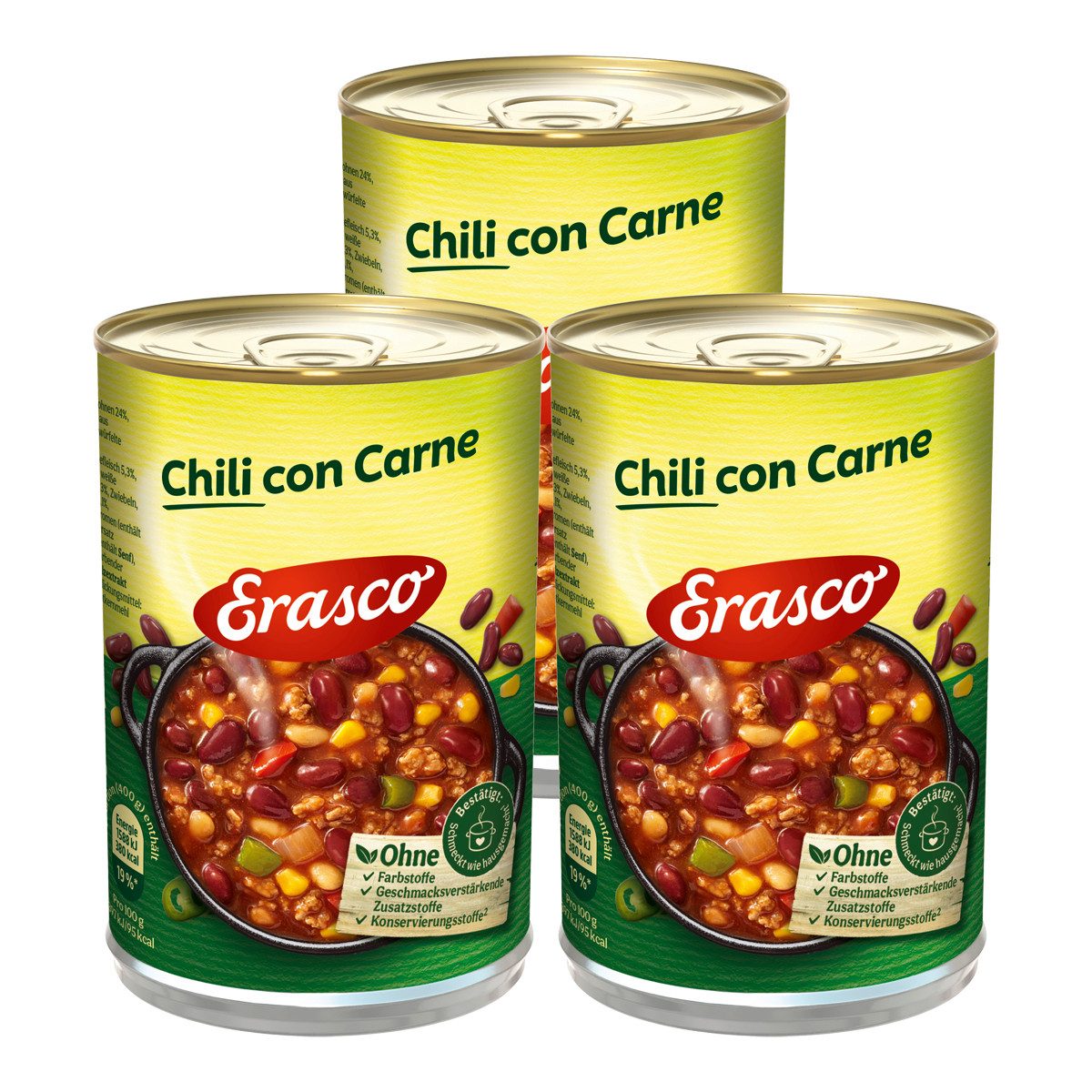 ERASCO Fertiggericht, Erasco mexikanisches Chili con Carne mit grüner Peperoni 400g 3er Pack
