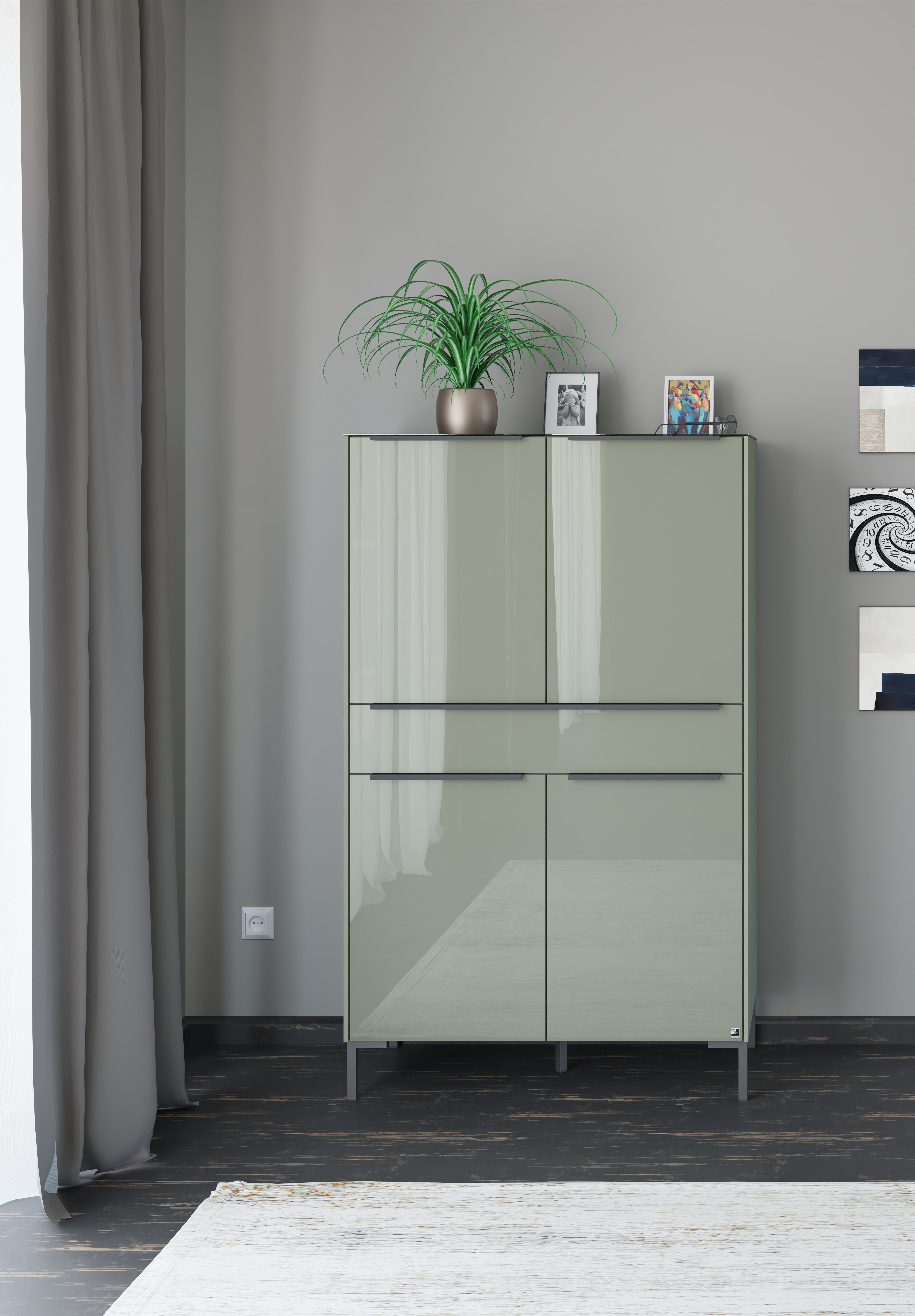 set one by Musterring Highboard Reno (1 St), Mit Winkelfuß in diversen Farben, 154 cm Höhe & Farbauswahl