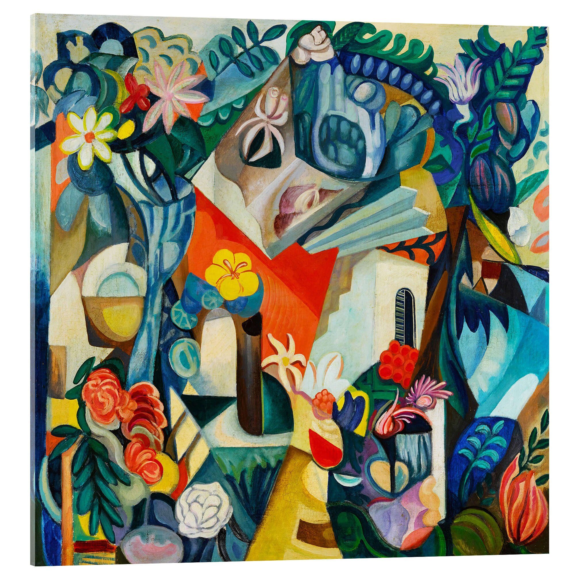 Posterlounge Wandbild Komposition mit Haus und Blumen, Hélène Oettingen, erhältlich als Poster, Leinwandbild, Wandsticker oder Acrylglasbild