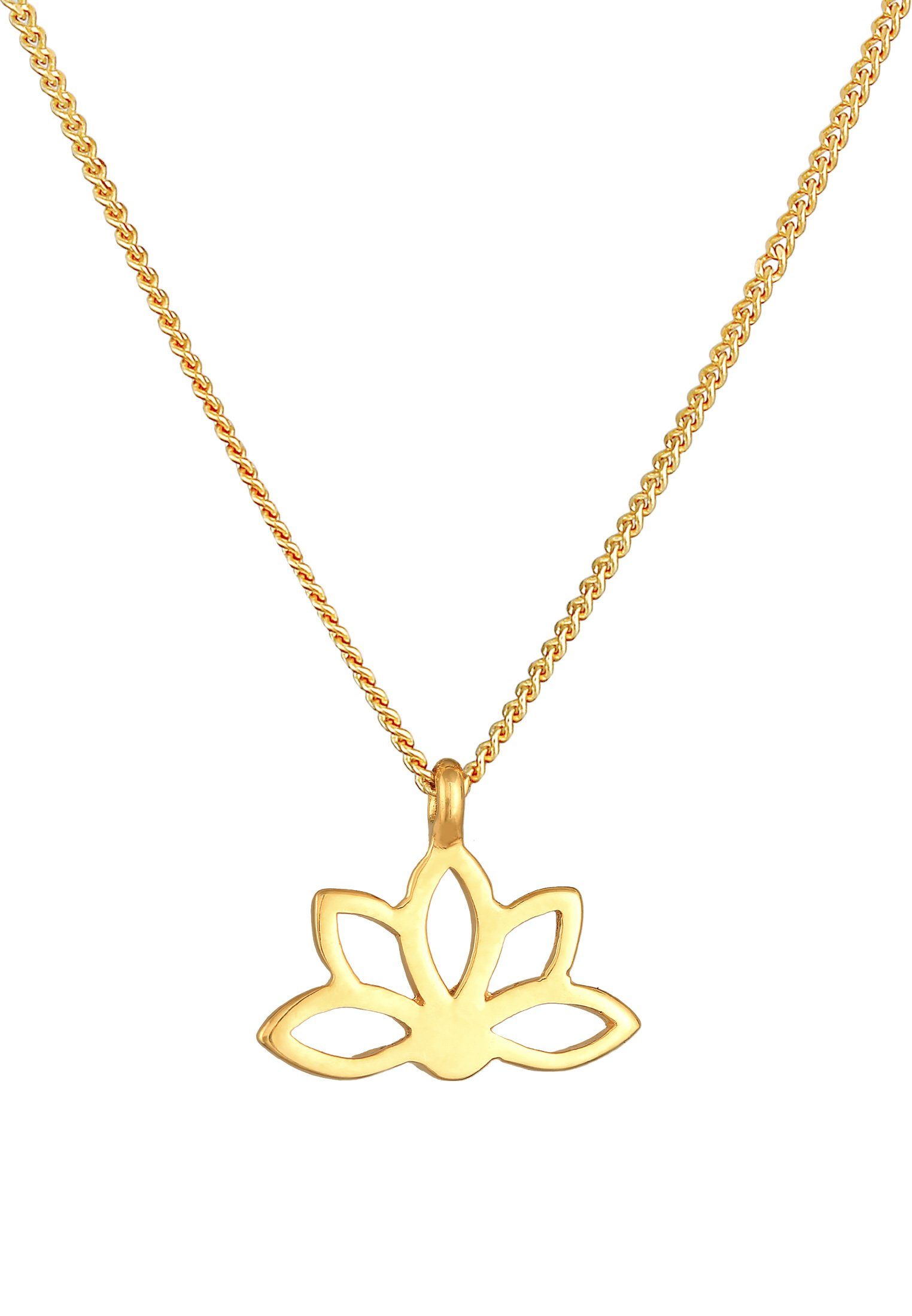 Gold mit Silber, Blume Spirituell 925 Anhänger Blume Elli Lotusblume Kette
