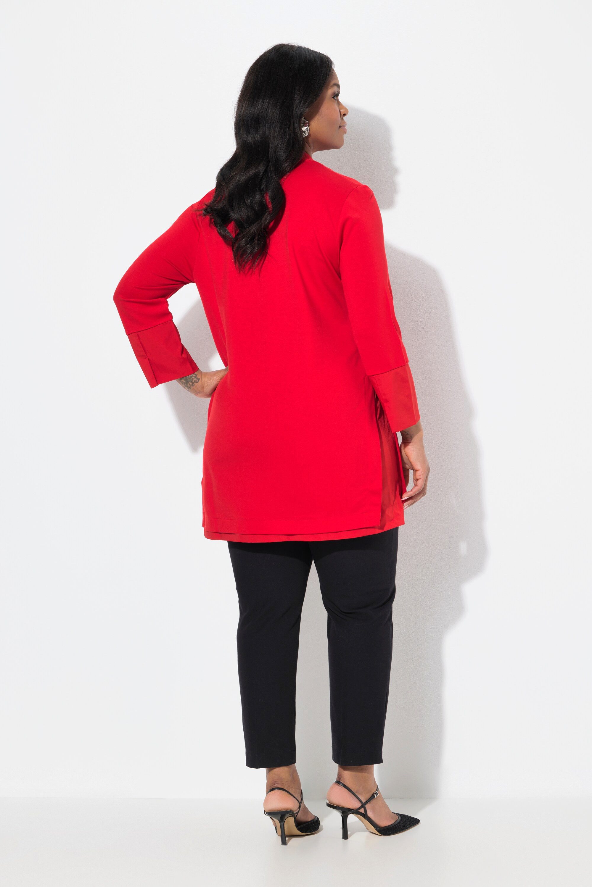 Ulla Popken Longsleeve Longshirt Punto di Roma Kelchkragen 3/4-Arm
