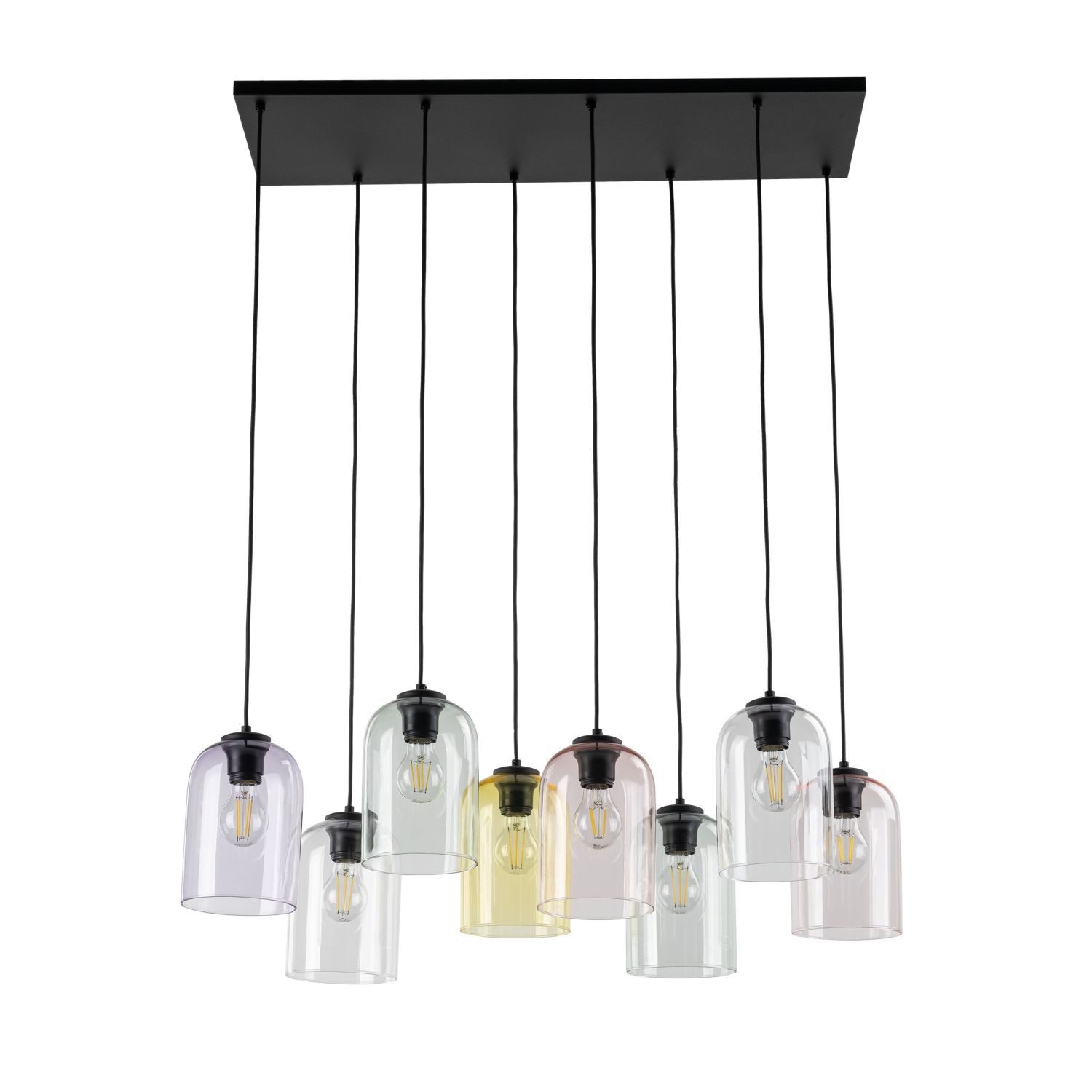 Licht-Erlebnisse Pendelleuchte LUNEX, ohne Leuchtmittel, Metall Glas E27 H: max. 150 cm Schwarz Mehrfarbig Modern
