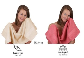 Betz Handtuch Set 12-tlg. Handtuch Set Premium Farbe Sand/Himbeere, 100% Baumwolle, (12-tlg)