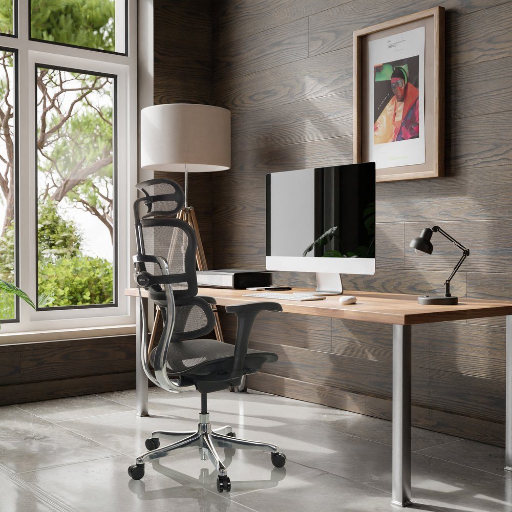 (1 Netzstoff EDITION Luxus Bürostuhl ergonomisch Chefsessel OFFICE Drehstuhl I ERGOHUMAN hjh St),