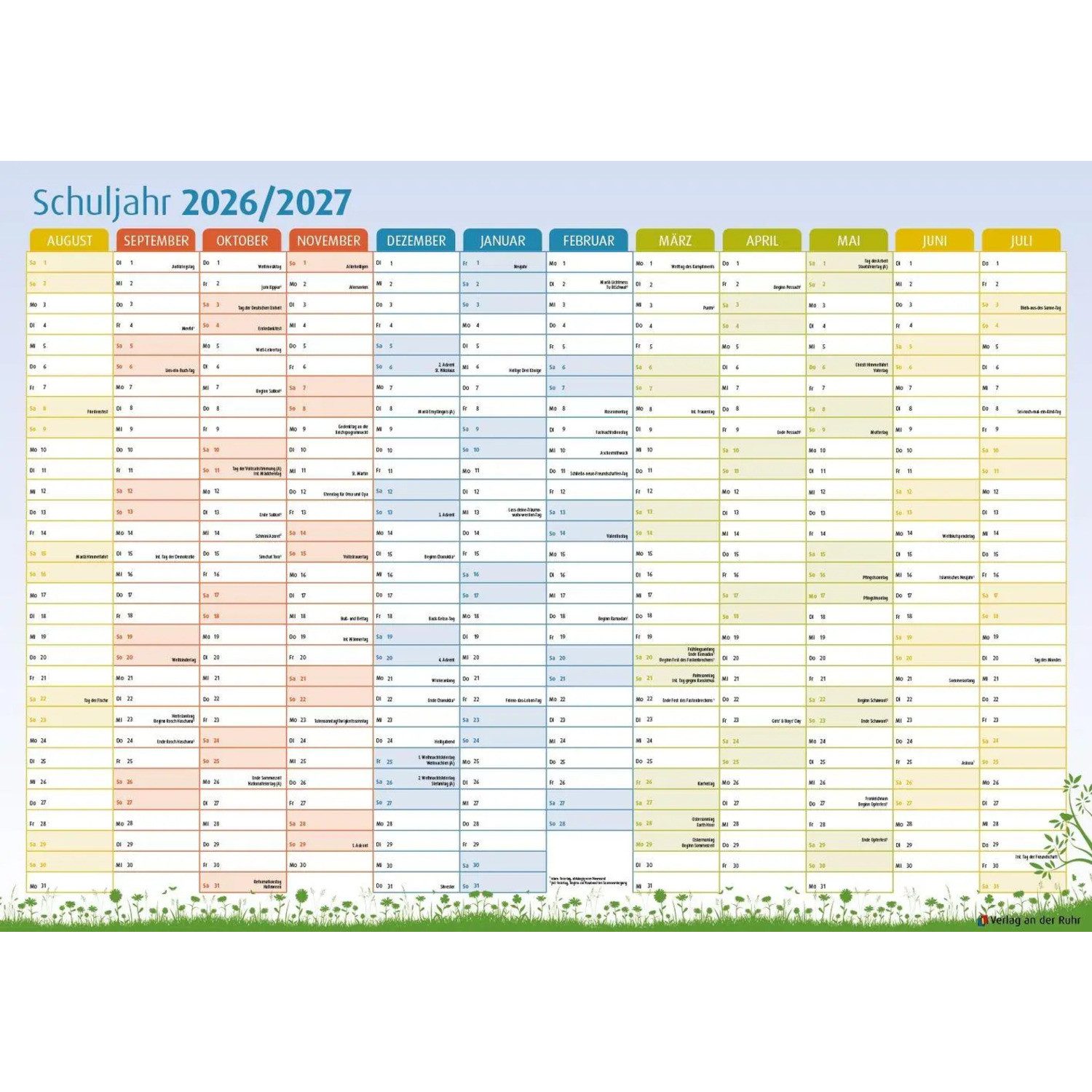 Verlag an der Ruhr Wandkalender Der Schuljahres-Wandkalender 2026/2027, A1