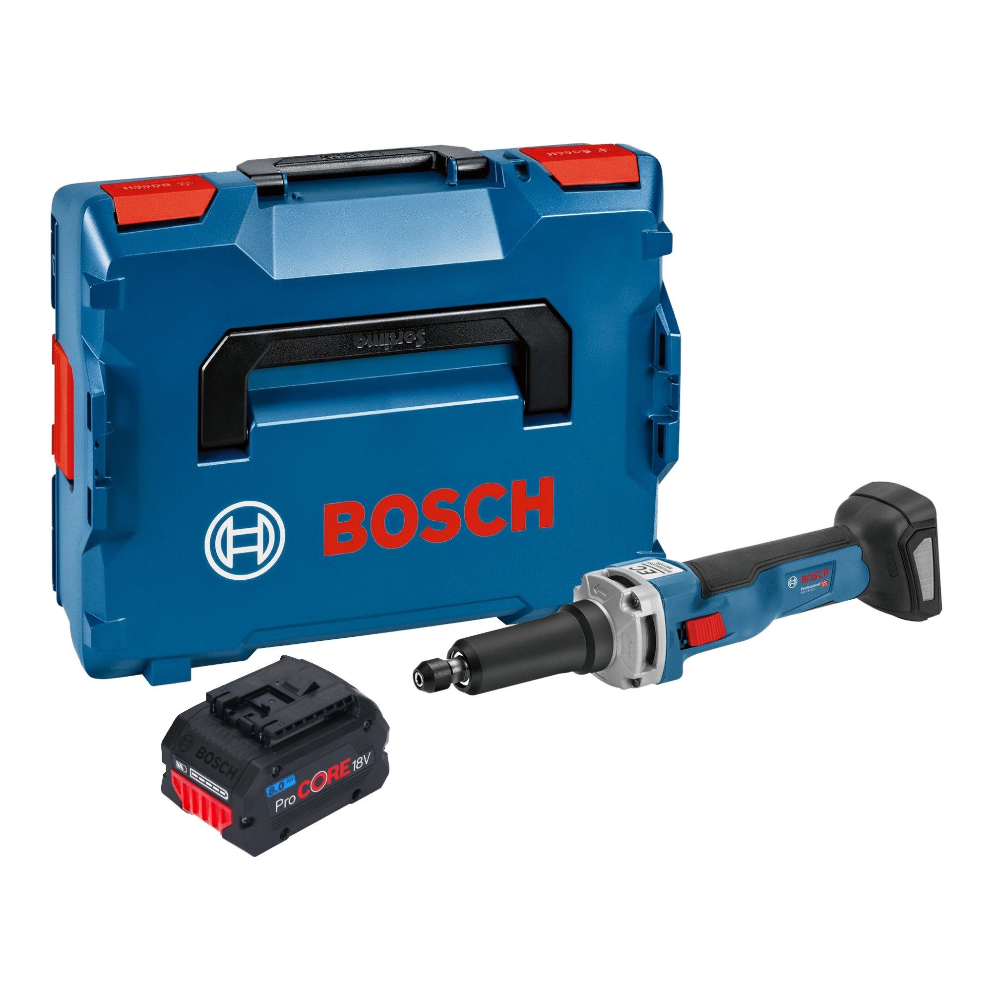 Bosch Professional Akku-Geradschleifer GGS 18V-23 LC Professional 18 V + 1x ProCORE Akku 8,0 Ah + L-Boxx
