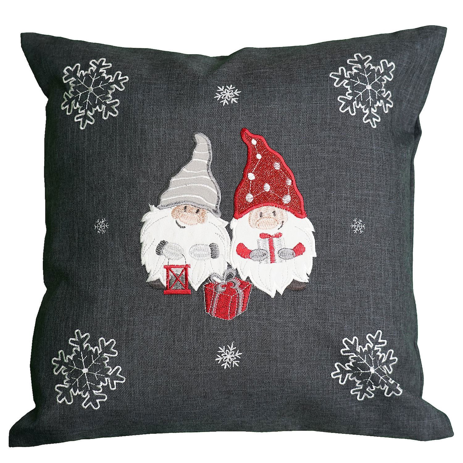 texpot Kissenhülle 40 x 40 cm mit Stickerei Wichtel Winter Weihnachten, (1 günstig online kaufen