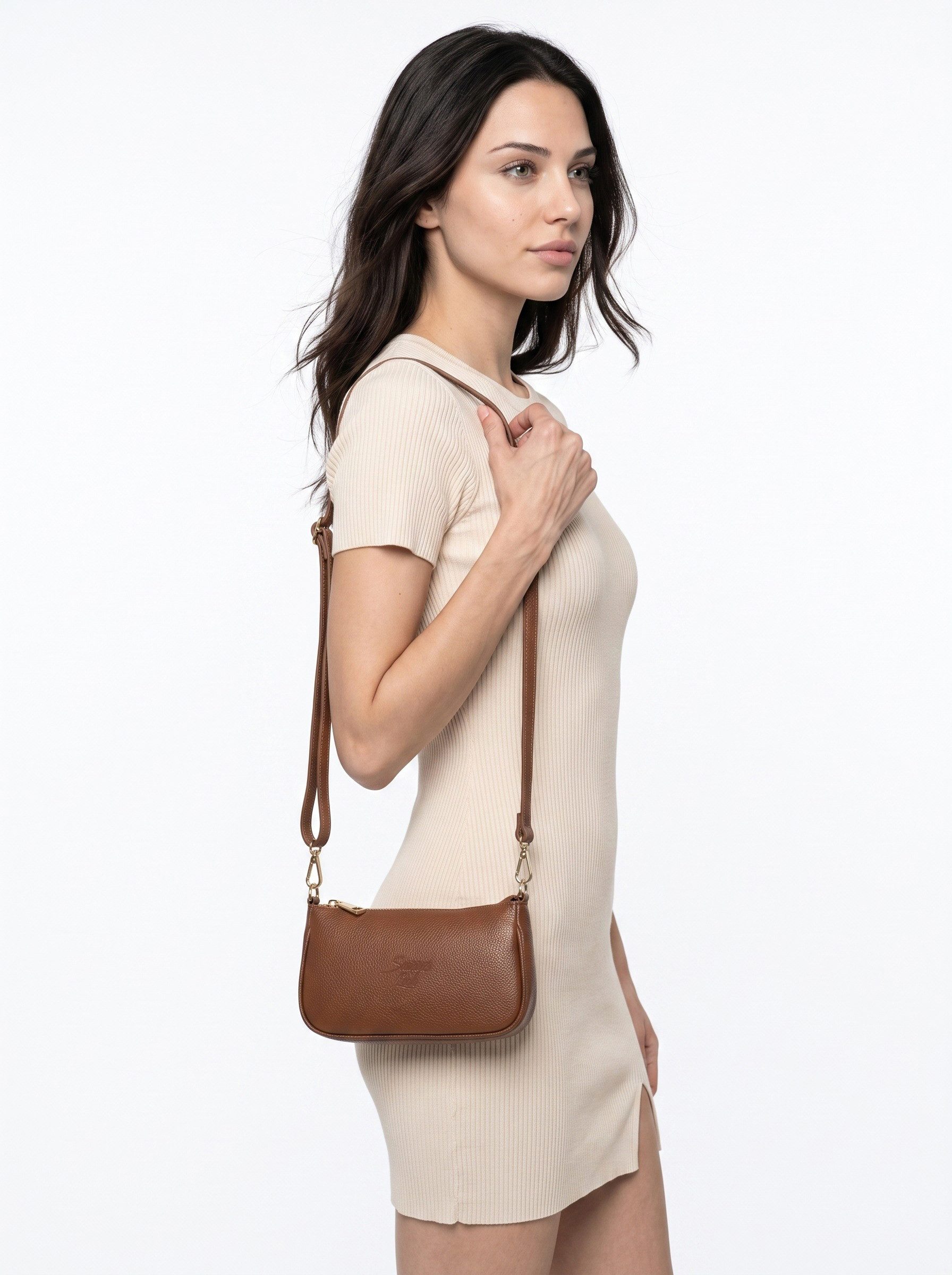 Samantha Look Umhängetasche, echt Leder, Made in Italy