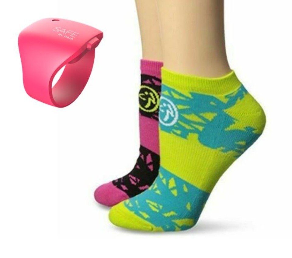 Luna24 simply great ideas... Sportsocken ZUMBA ® Fitness-Socken, 2 Paar und Alarm-Armband „Kirschrosa“ (2-Paar) Zusätzliche Polsterung