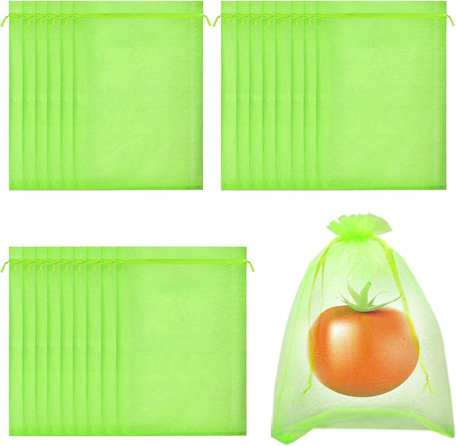 FELIXLEO Pflanzenschutzdach 50er Traubenschutzbeutel 10x15cm, Organza Obstnetz mit Zugband