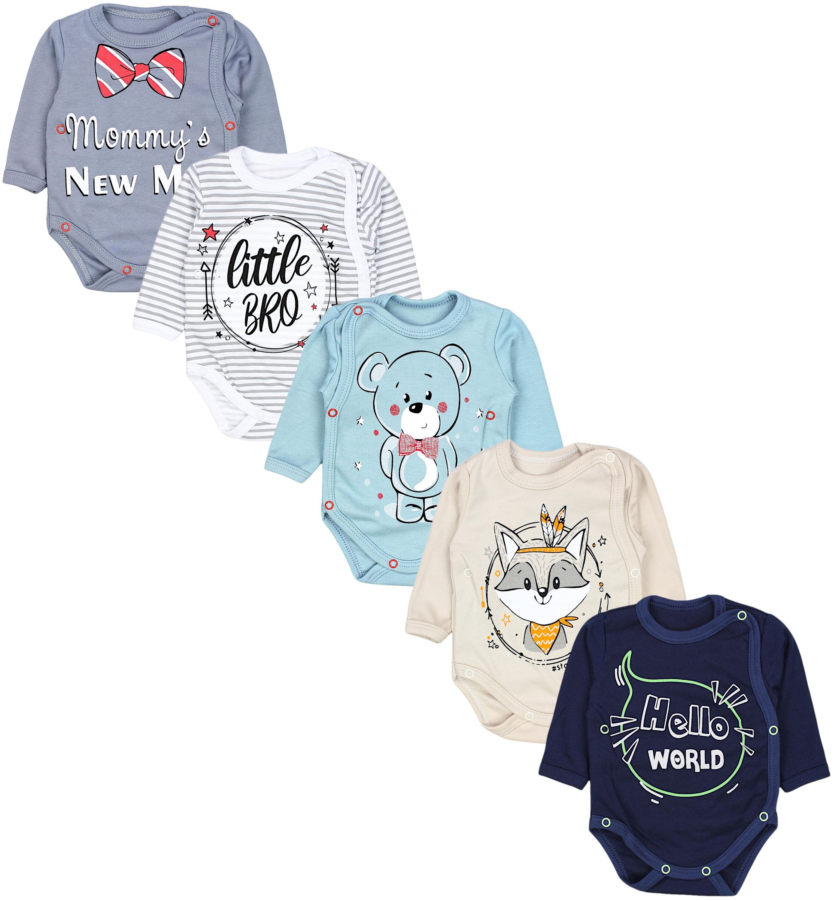 Wickelbody TupTam Baby Unisex Langarm Wickelbody Print / Uni 5er Pack
