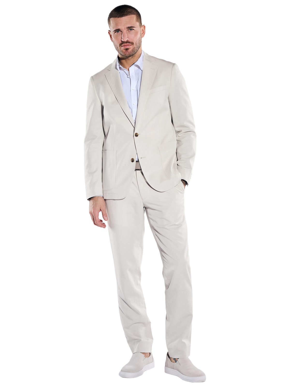 emilio adani Anzugsakko Herren Anzug-Sakko aus Leinenmischqualität, Naturweiss