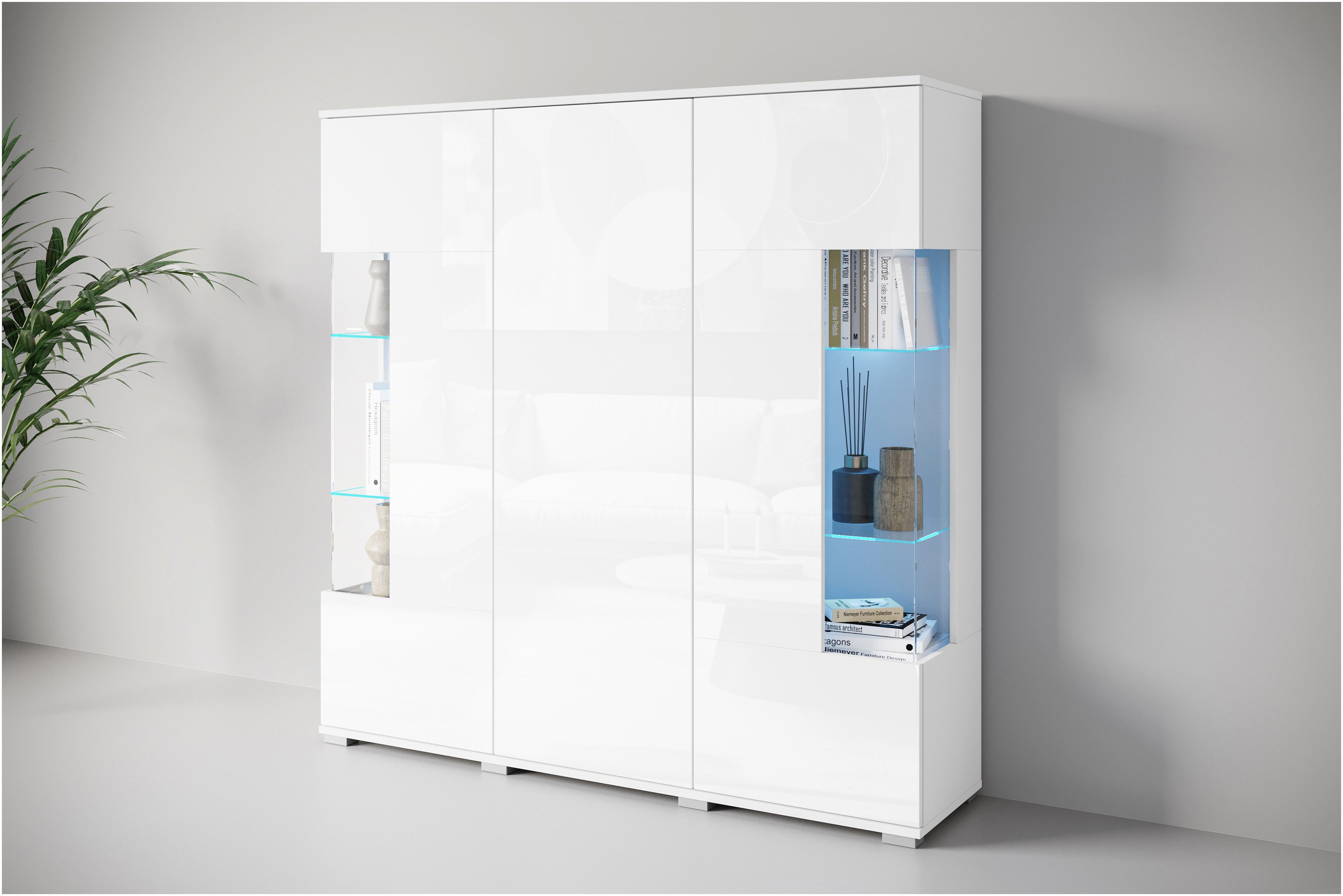 OTTO home Highboard Kenia (1 St), Modernes Highboard, mit Glastüren, Breite 135 cm