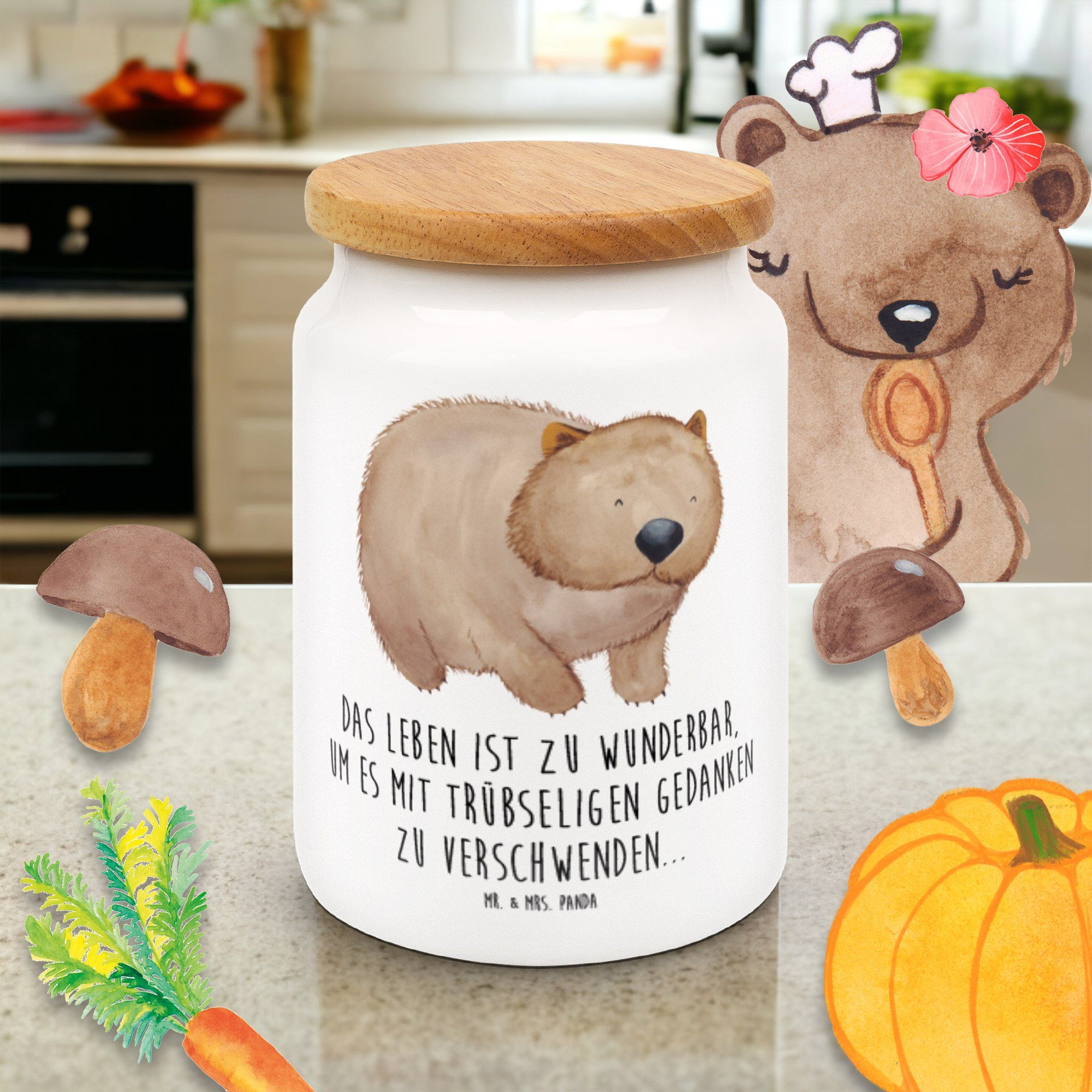 Geschenk, Mr. Weiß Wombat Panda - - Vorratsdose & Mrs. Laune, Keramik, Gute Australien, (1-tlg) Aufbewahrungsdose,