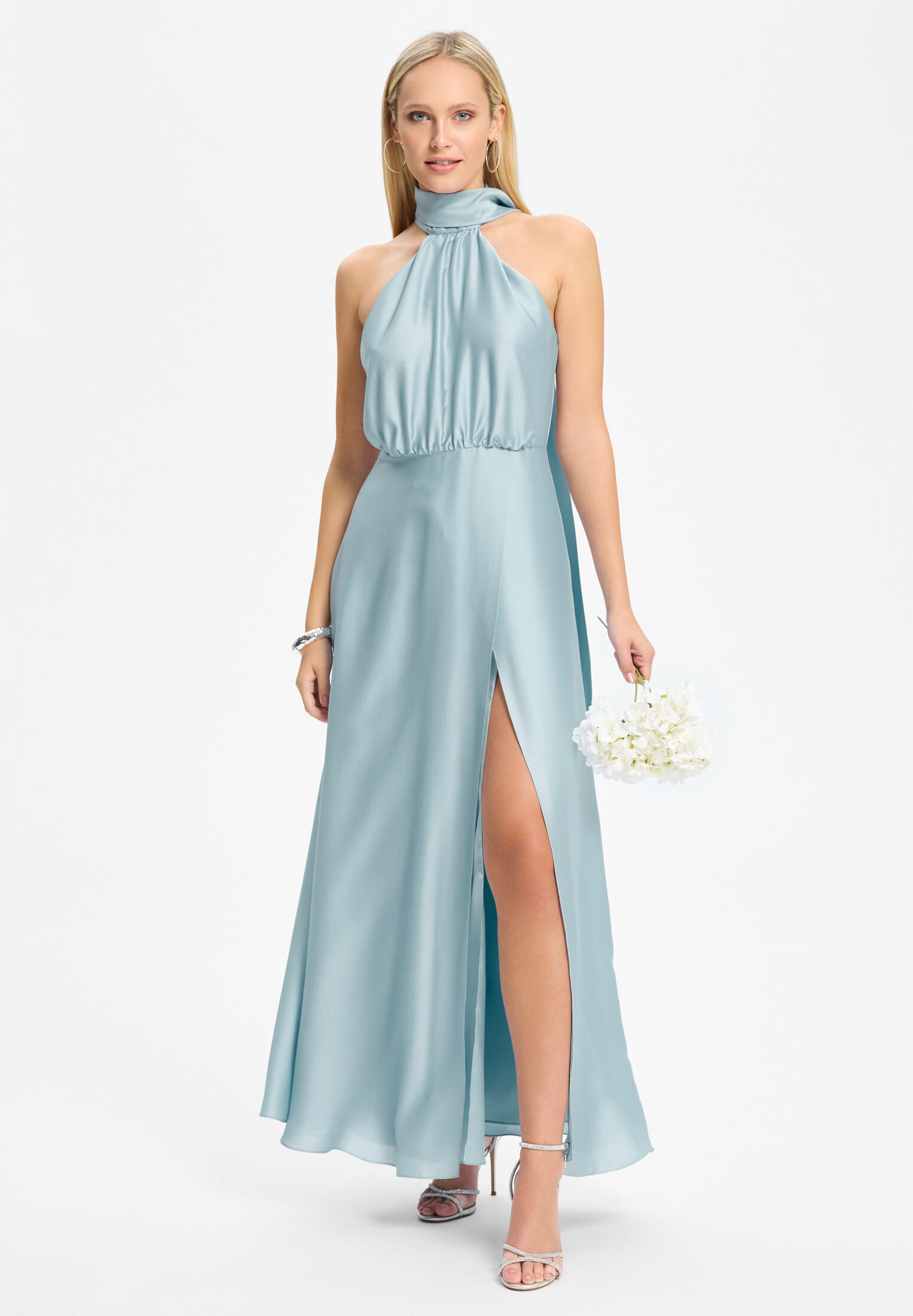 SWING Abendkleid - Abendkleid aus Satin mit angeschnittenem Schal Taillierter Schnitt mit fließendem Rockteil