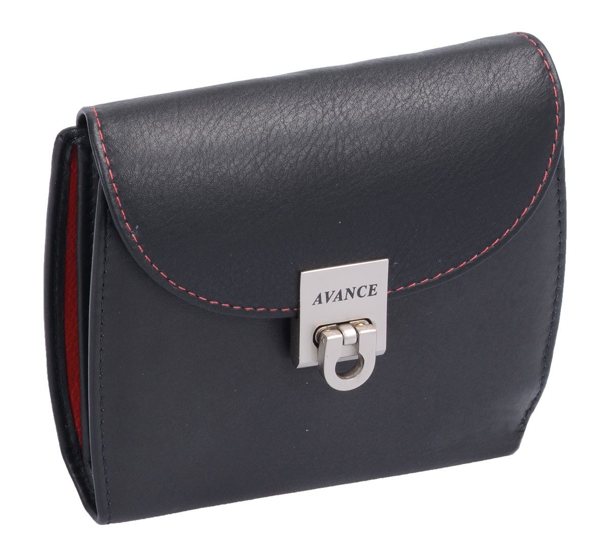 GlücksNugget Geldbörse Brieftasche, Leder, schwarz mit roter Naht, Sicherhe günstig online kaufen