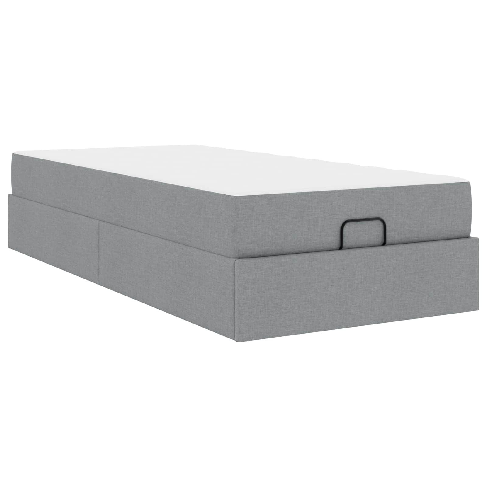 Bett Bettgestell mit Matratze 2 pcs Hellgrau Stoff
